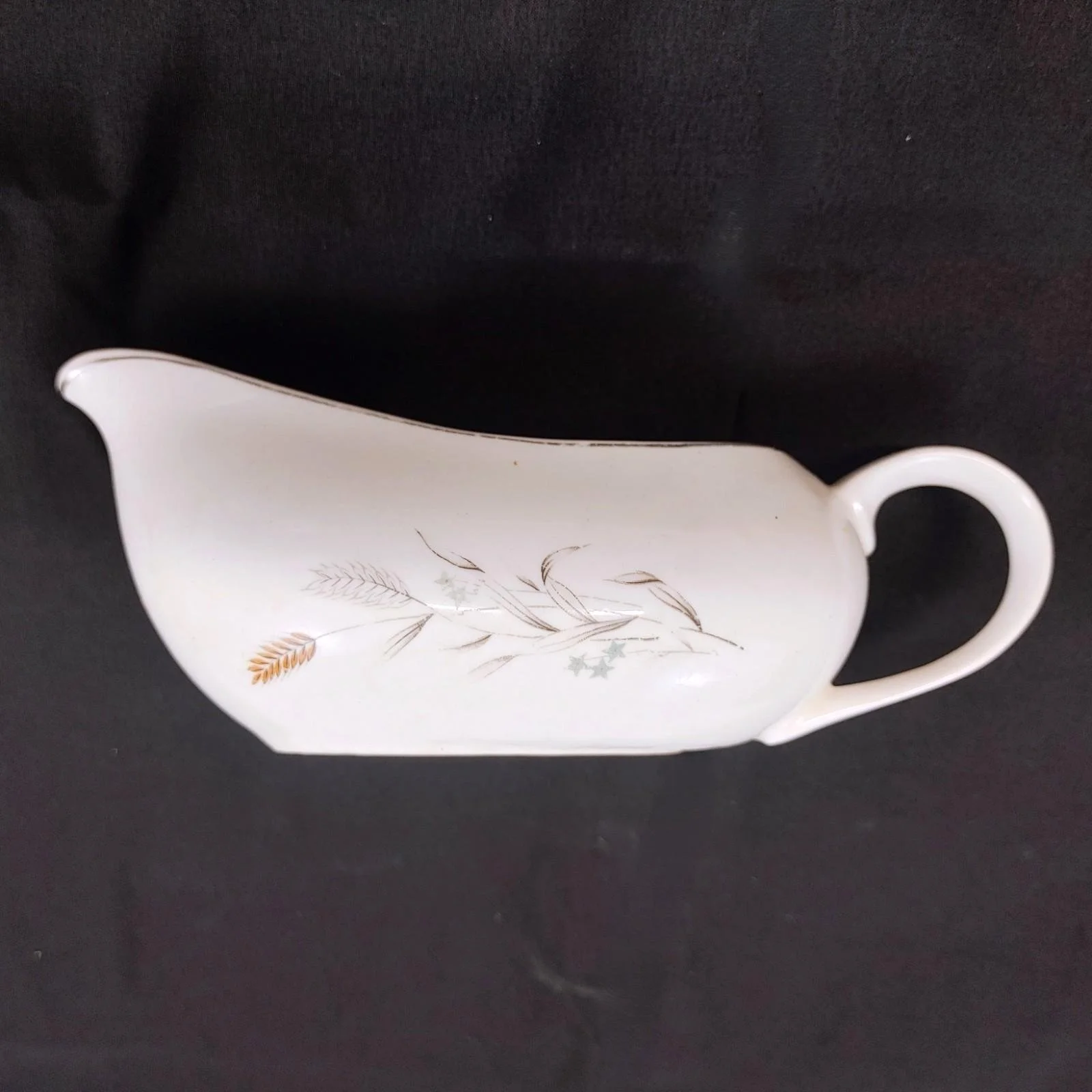 Vintage Royal Wheat Teal Stars Louise Gravy Boat Japan 16 oz