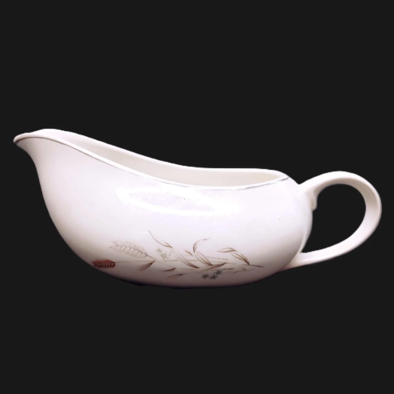 Vintage Royal Wheat Teal Stars Louise Gravy Boat Japan 16 oz