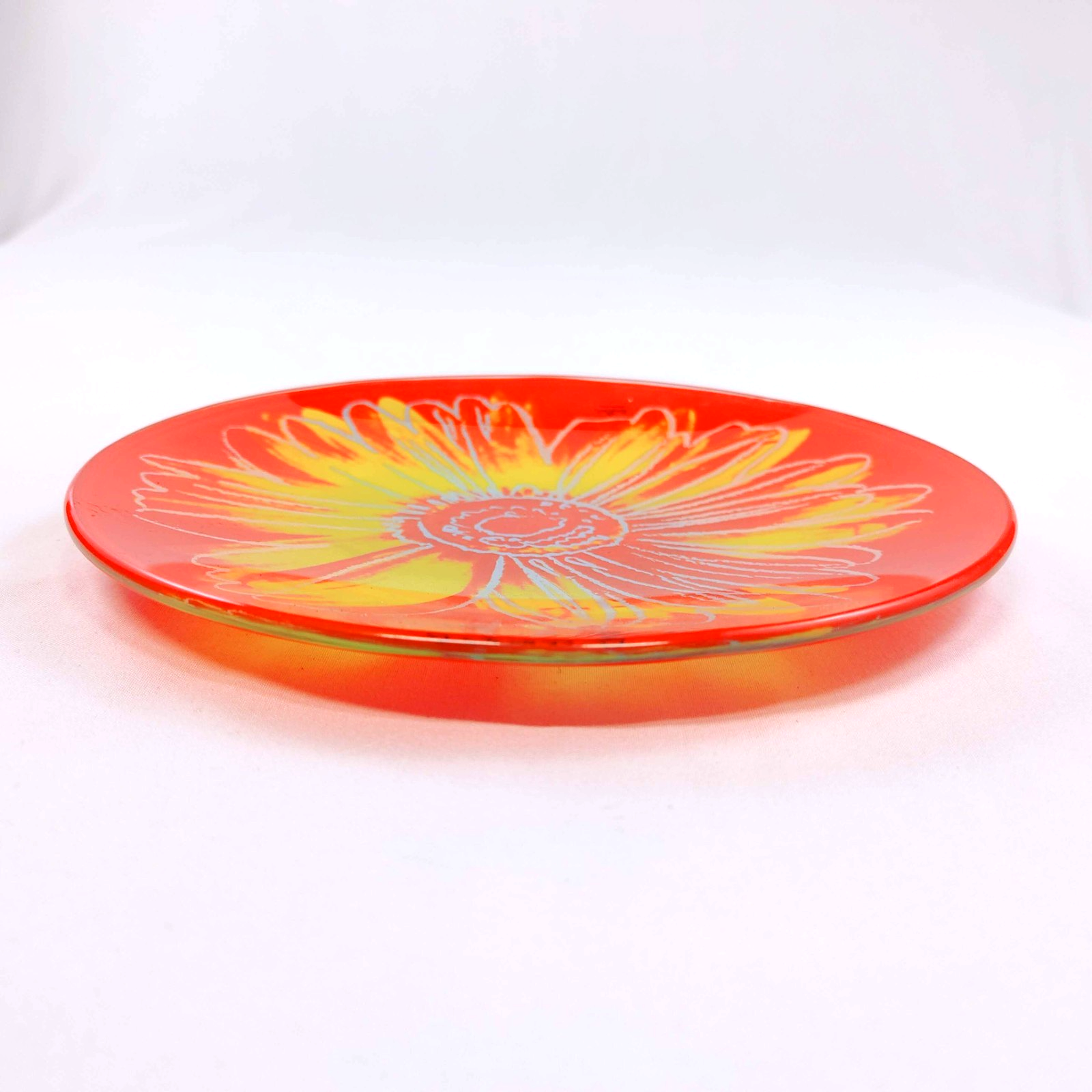 Rosenthal Studio Line Andy Warhol Red Yellow Daisy Glass Plate 7.5" Pop Art