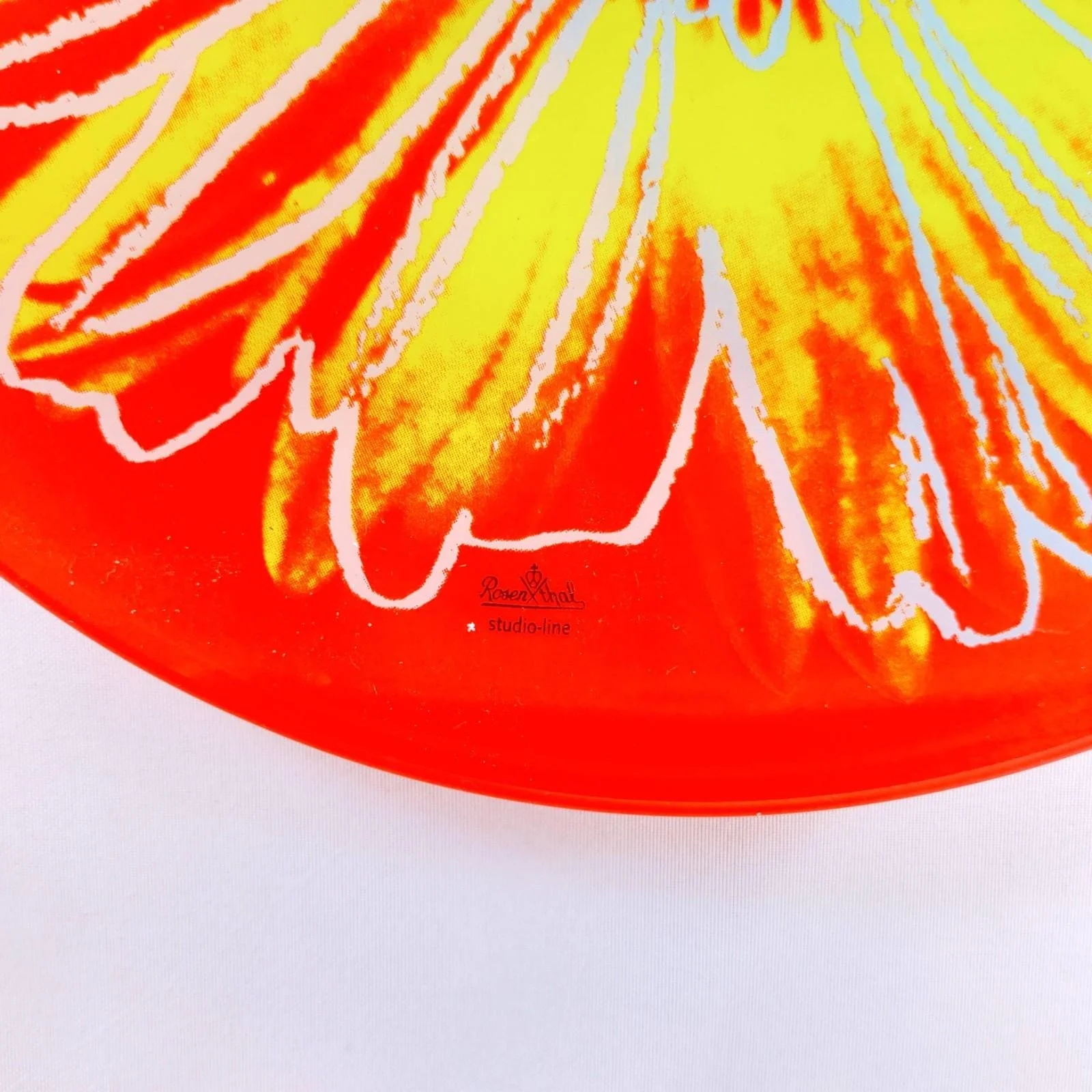 Rosenthal Studio Line Andy Warhol Red Yellow Daisy Glass Plate 7.5" Pop Art