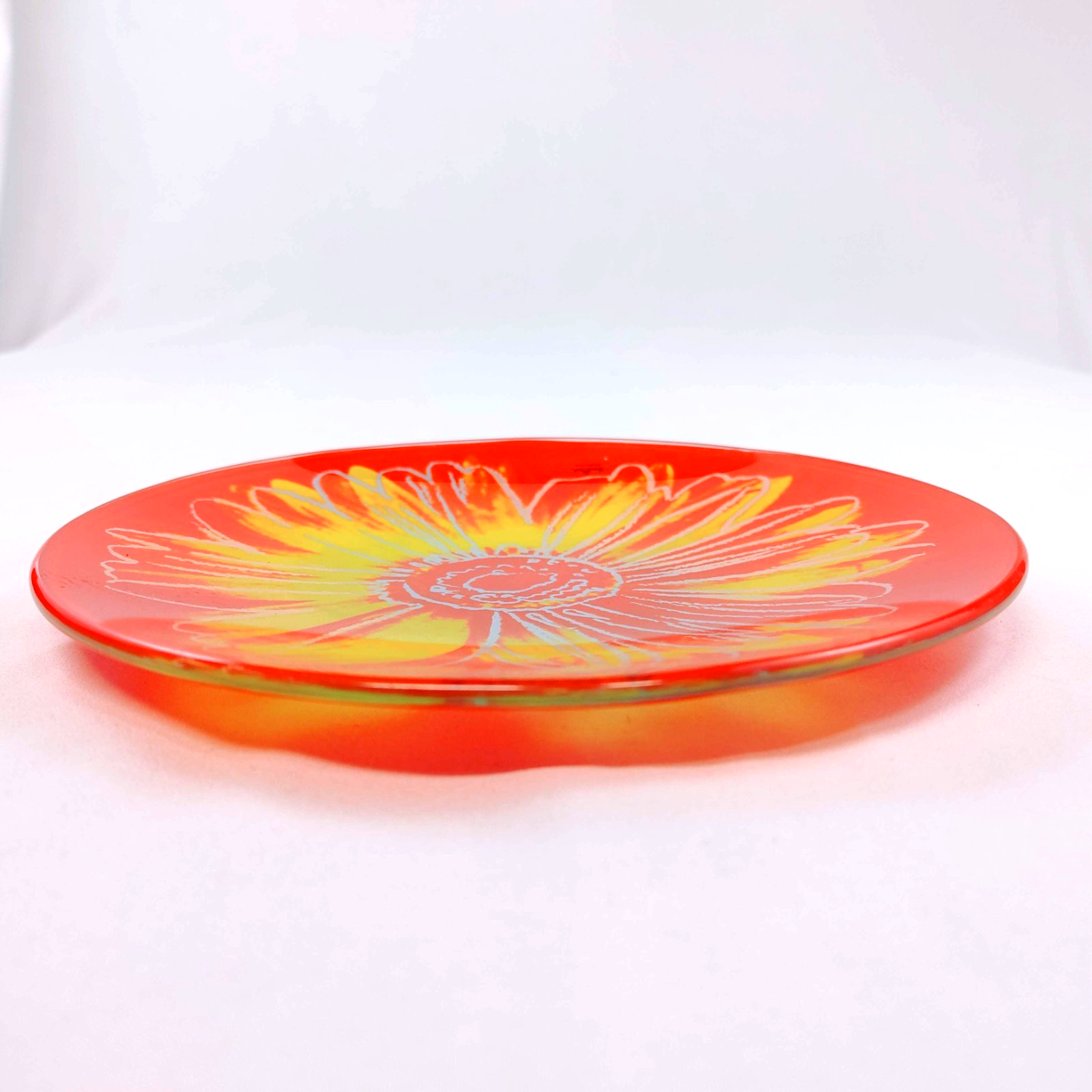 Rosenthal Studio Line Andy Warhol Red Yellow Daisy Glass Plate 7.5" Pop Art