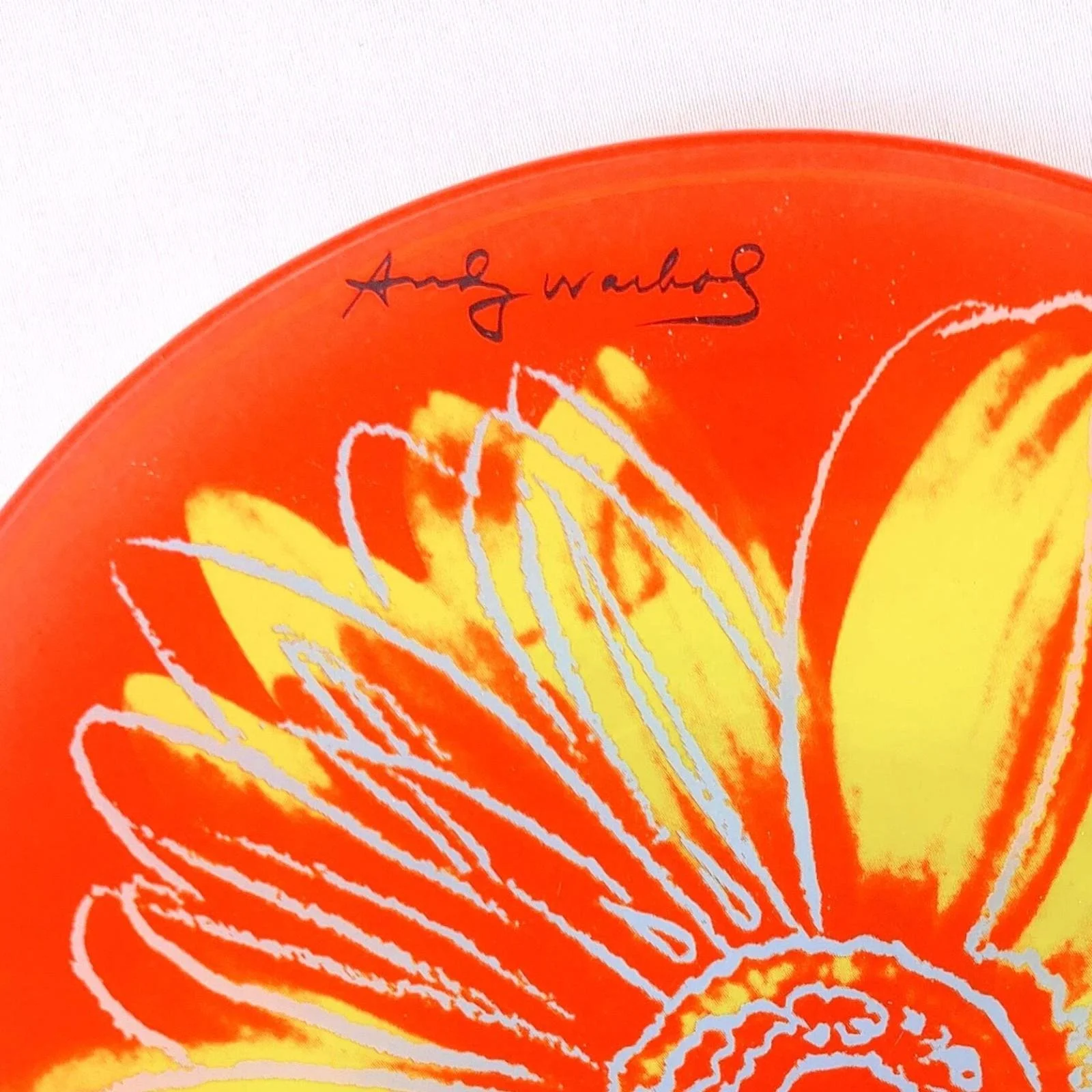 Rosenthal Studio Line Andy Warhol Red Yellow Daisy Glass Plate 7.5" Pop Art