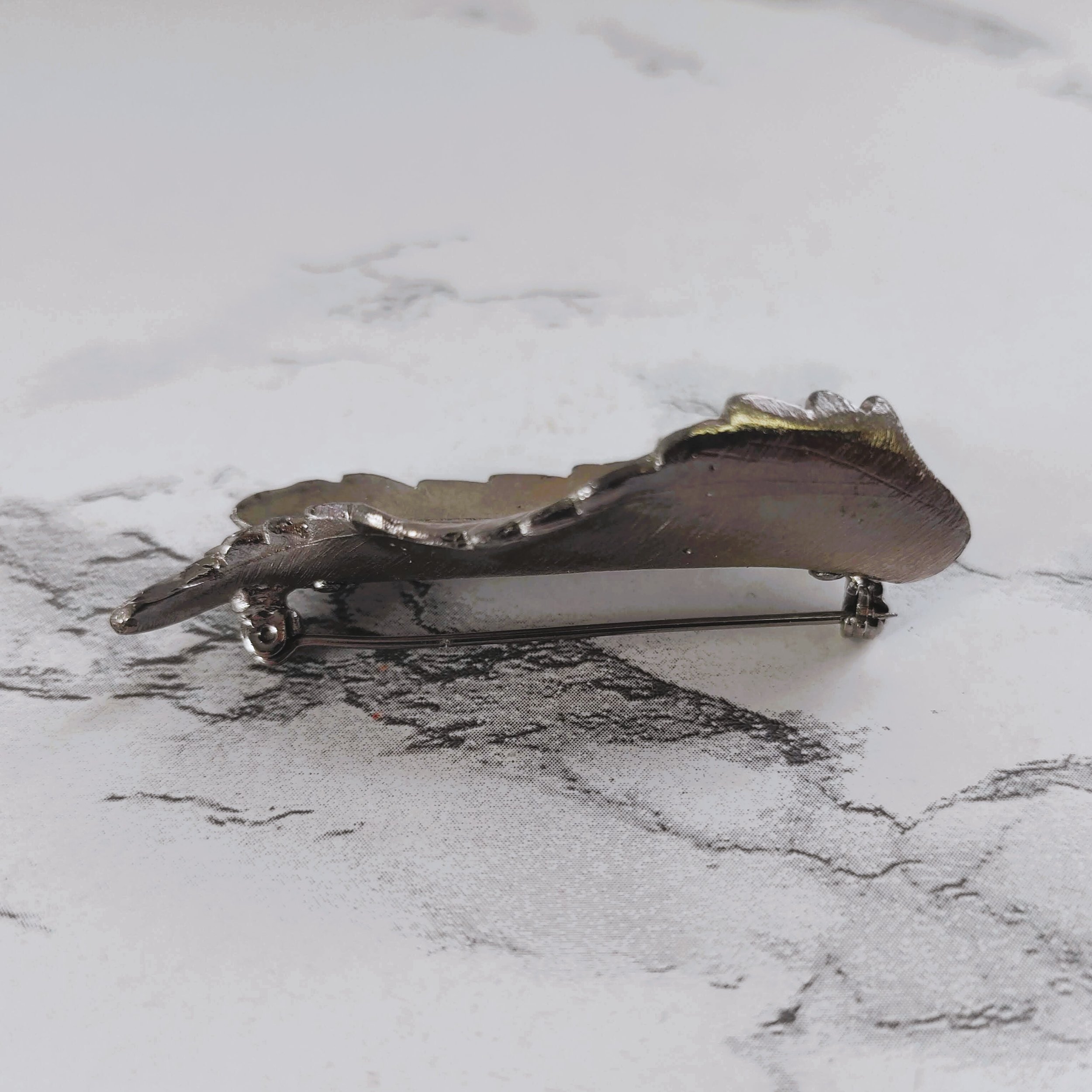 Vintage Brushed Silver Leaf Brooch