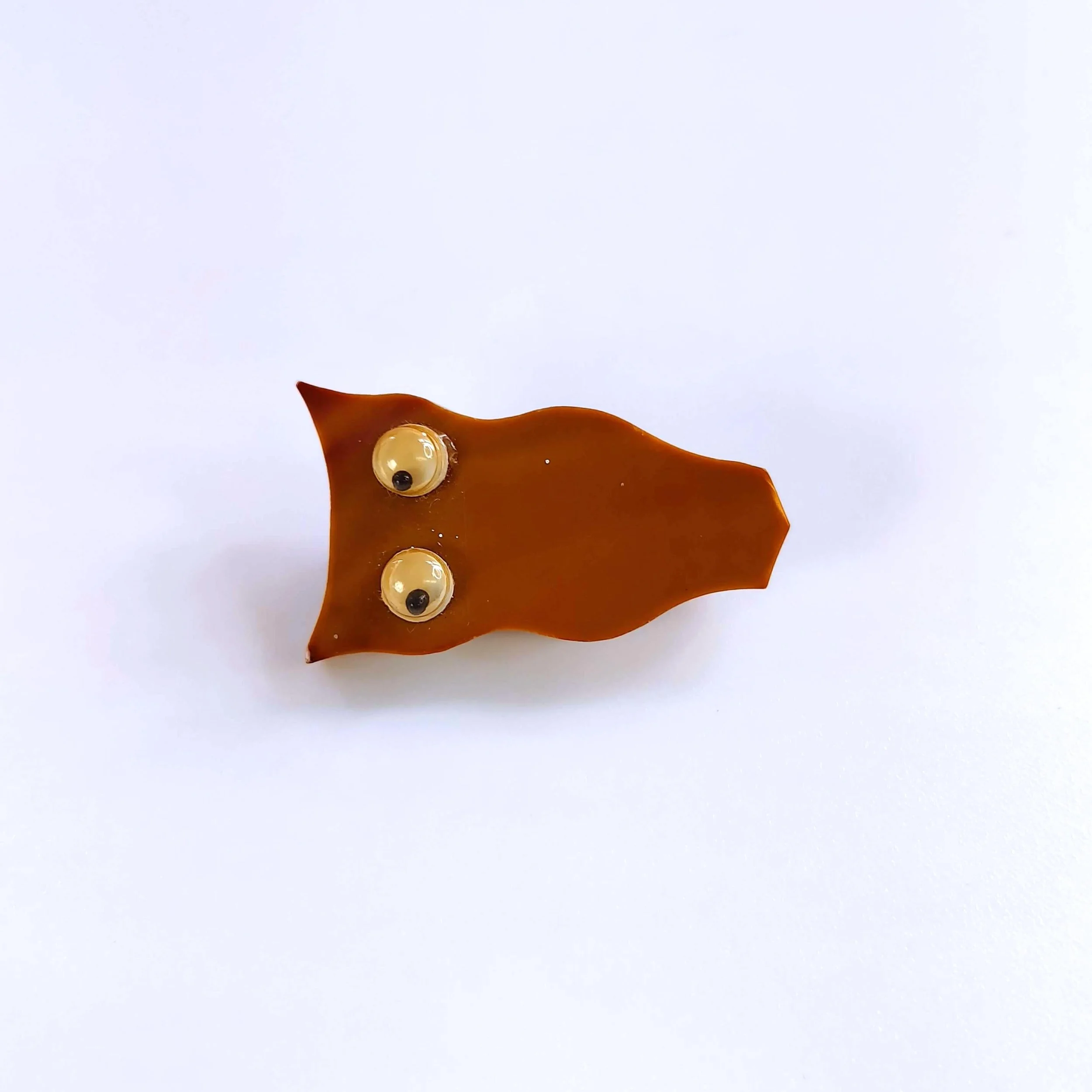 Vintage Owl Brooch Brown Gemstone Googly Eyes