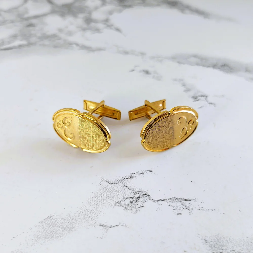 Boutons De Manchette Vintage Ton Or - Occasion, état Bon Selon Vendeur