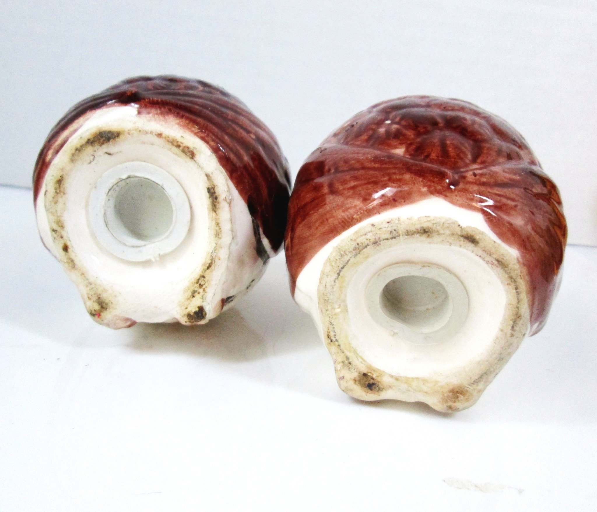Vintage Owl Salt & Pepper Shakers - Adorable Brown & White Pair from Japan