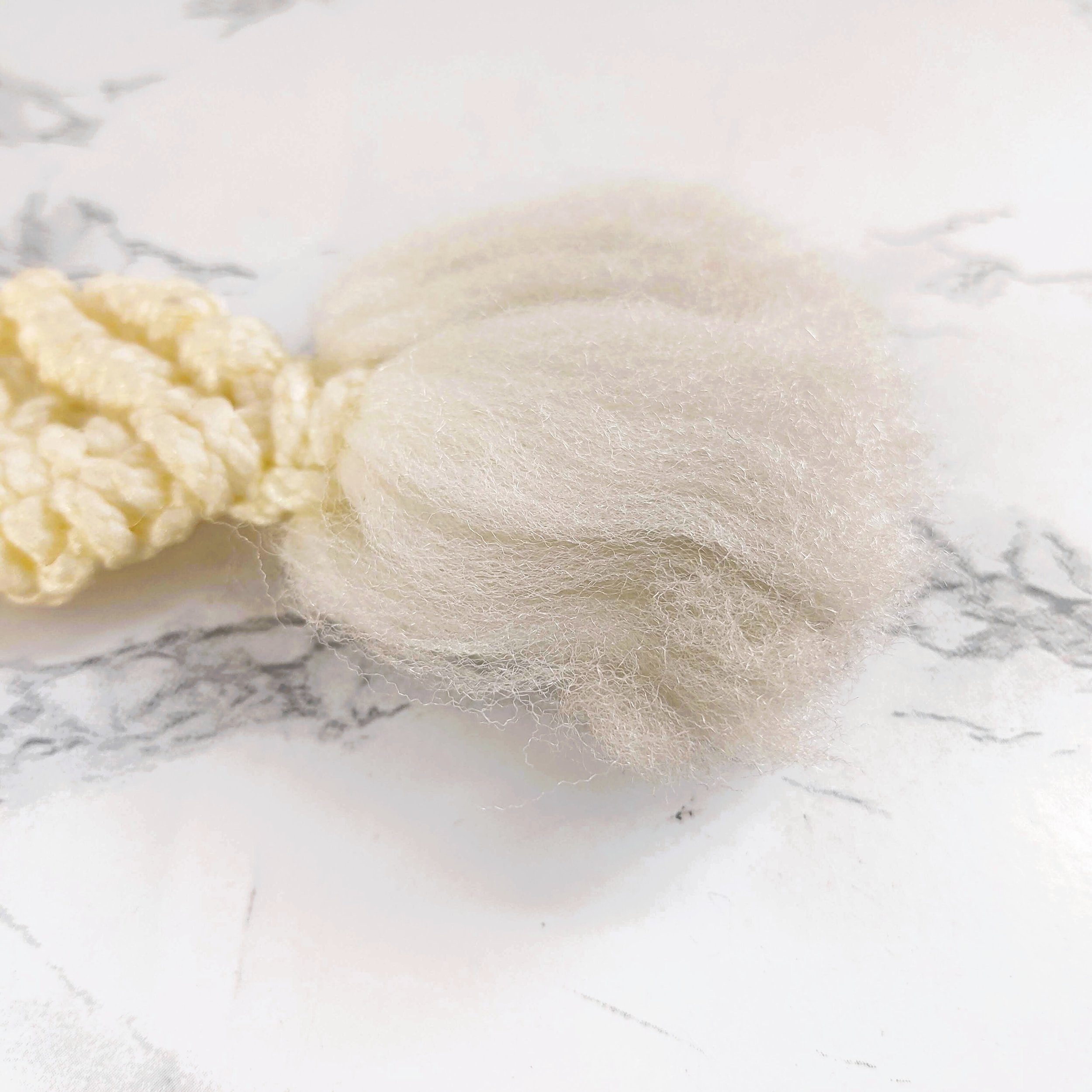 Vintage 1970s Macrame Owl Keychain Off White