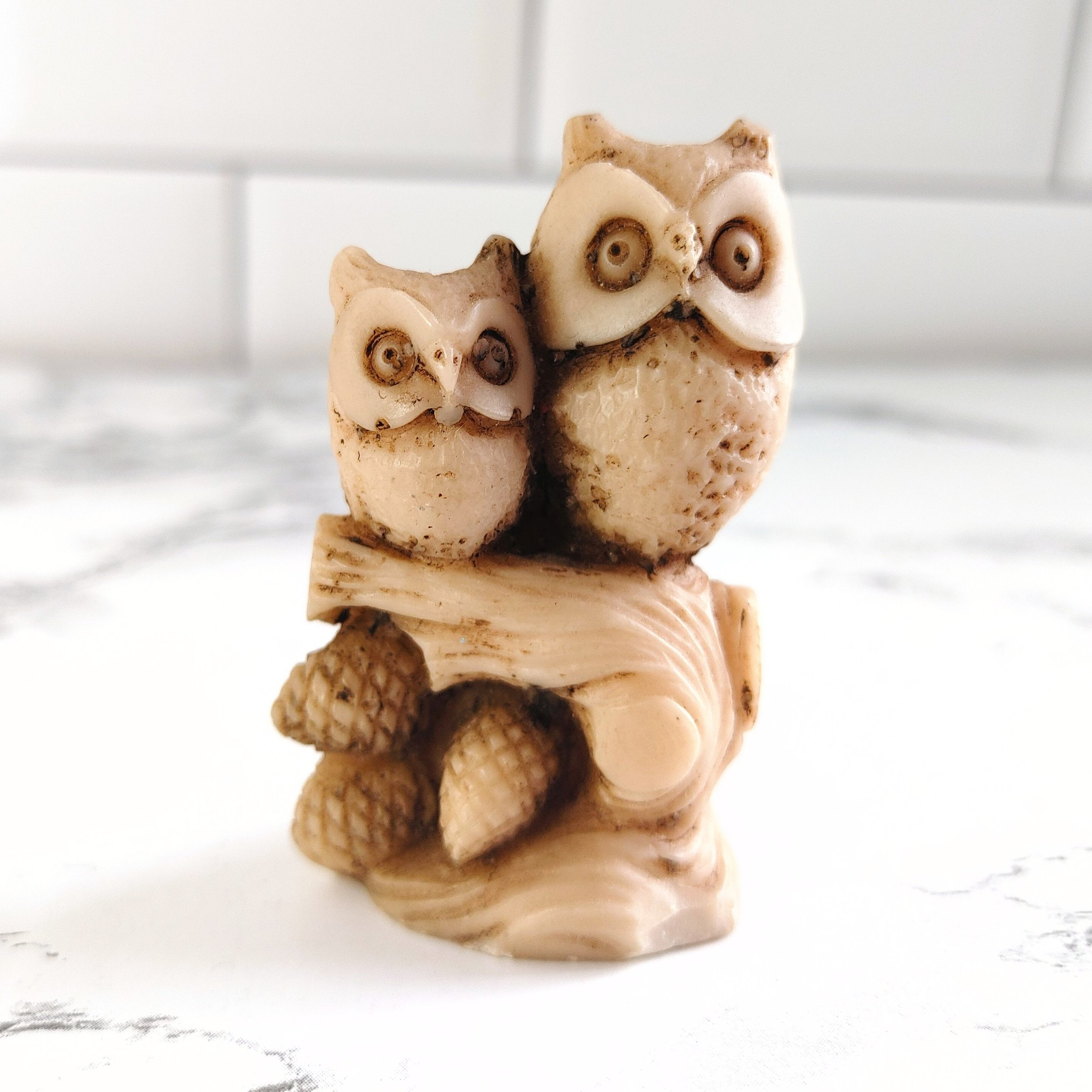 Vintage Wony Resin Owl Figurine - Made in Italy