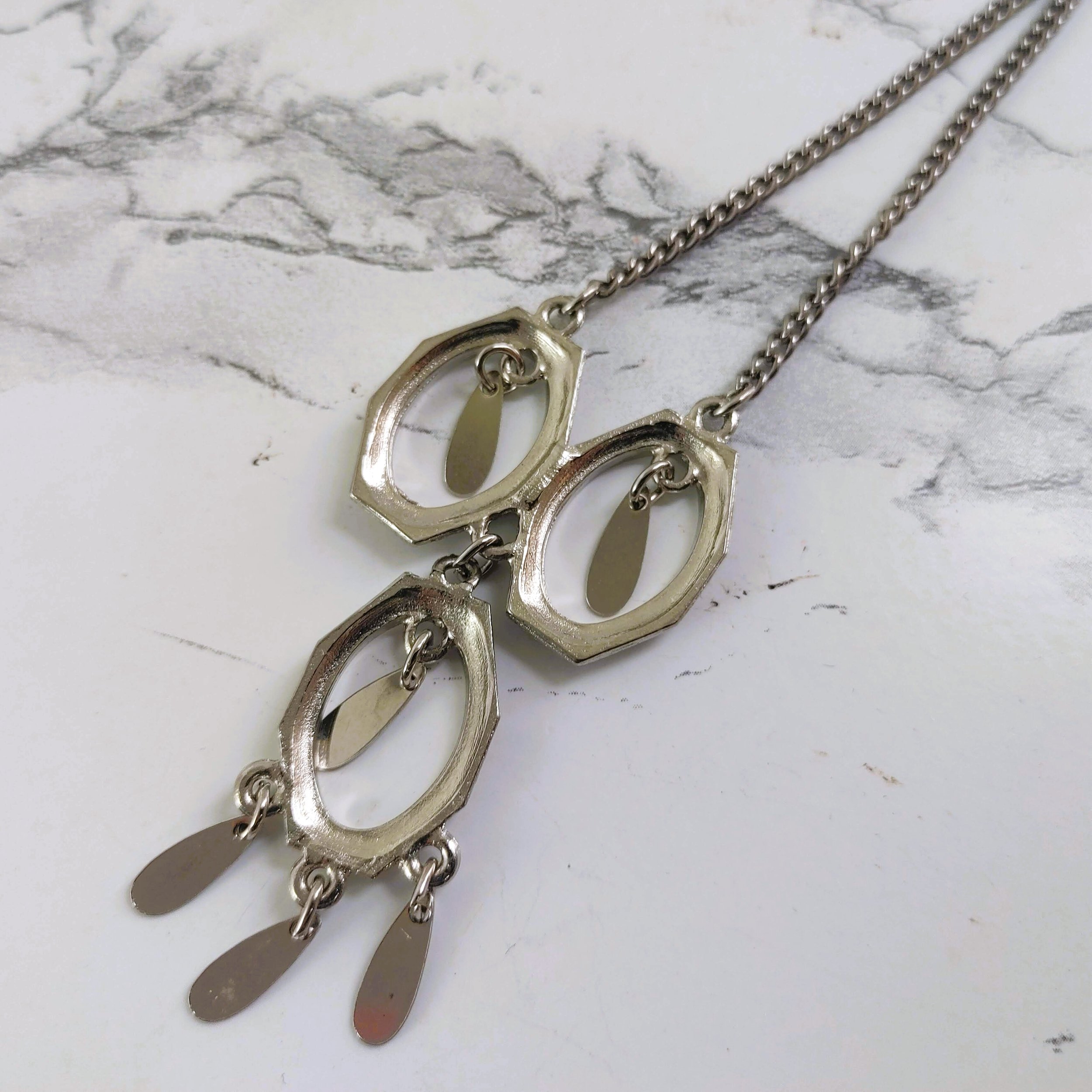 Vintage Silver-Tone Dangle Necklace - 1980s/90s Style