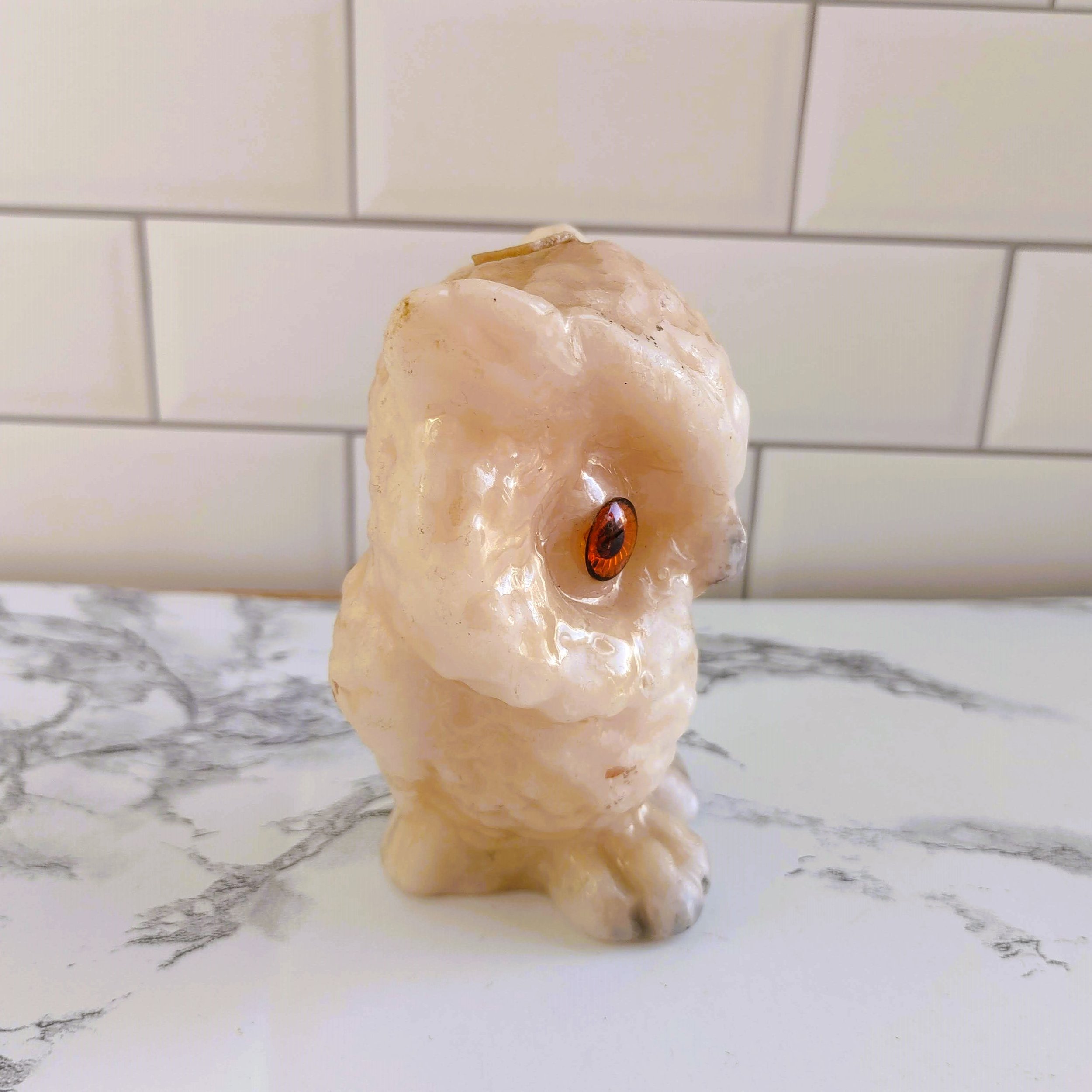 Vintage Owl Tan Candle Kitsch Tan and Grey