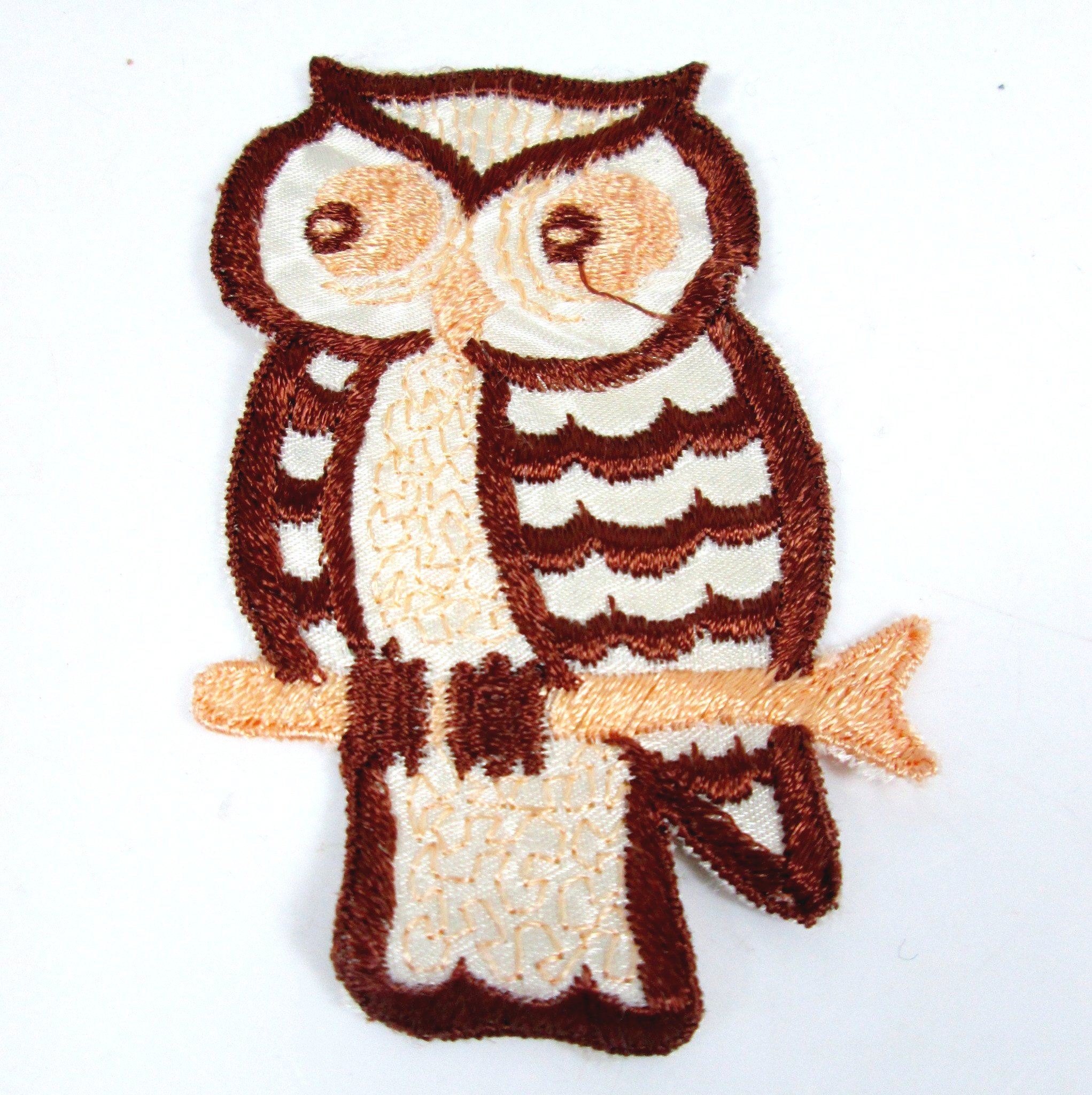 Vintage Embroidered Owl Sew-on Patch Brown and Peach (Copy)