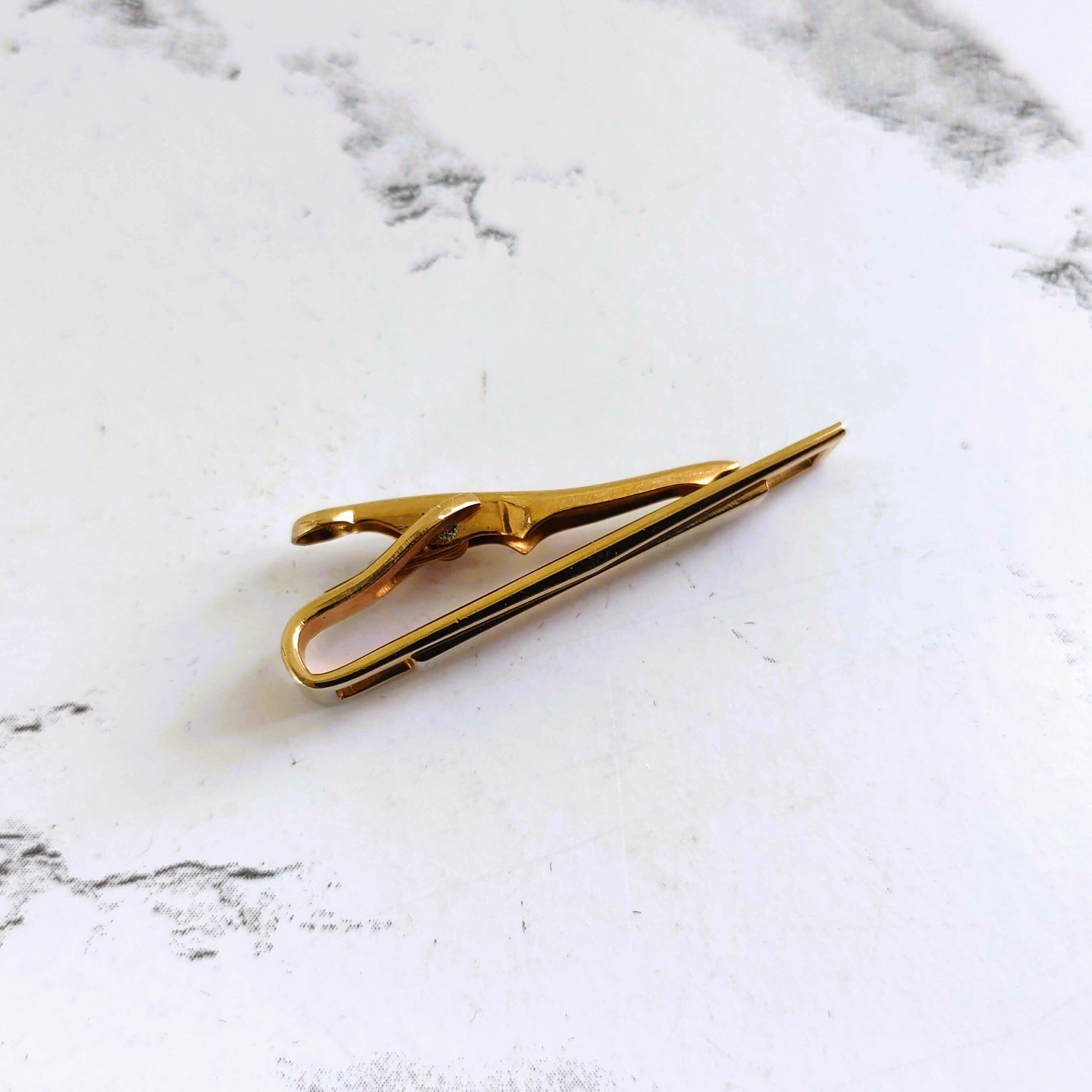 Vintage Swank Gold Geometric Tie Clip