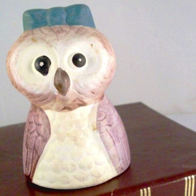Adorable Vintage Owl Bell - Green Bow, Quirky Charm