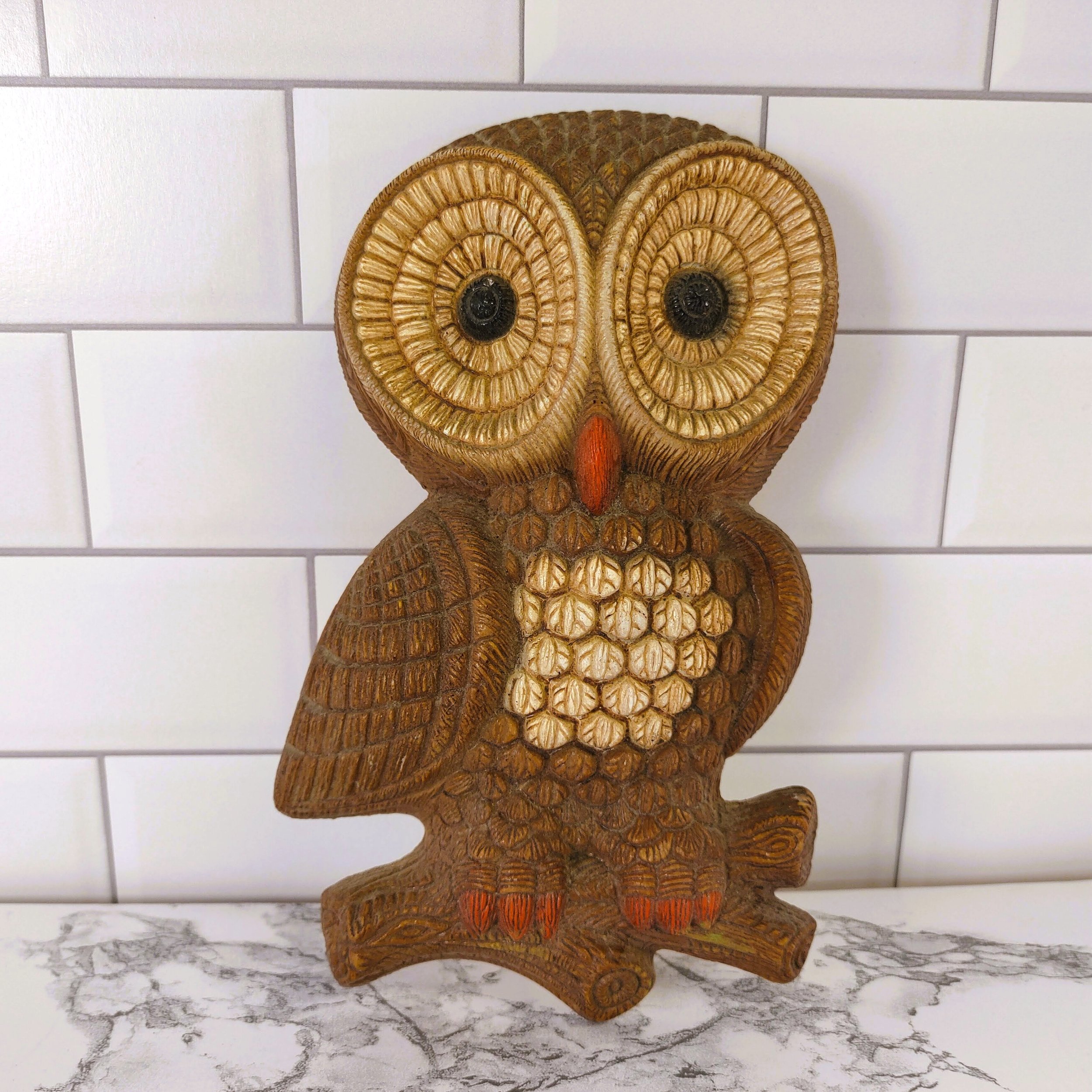 Vintage Brown Owl Wall Art Plaque