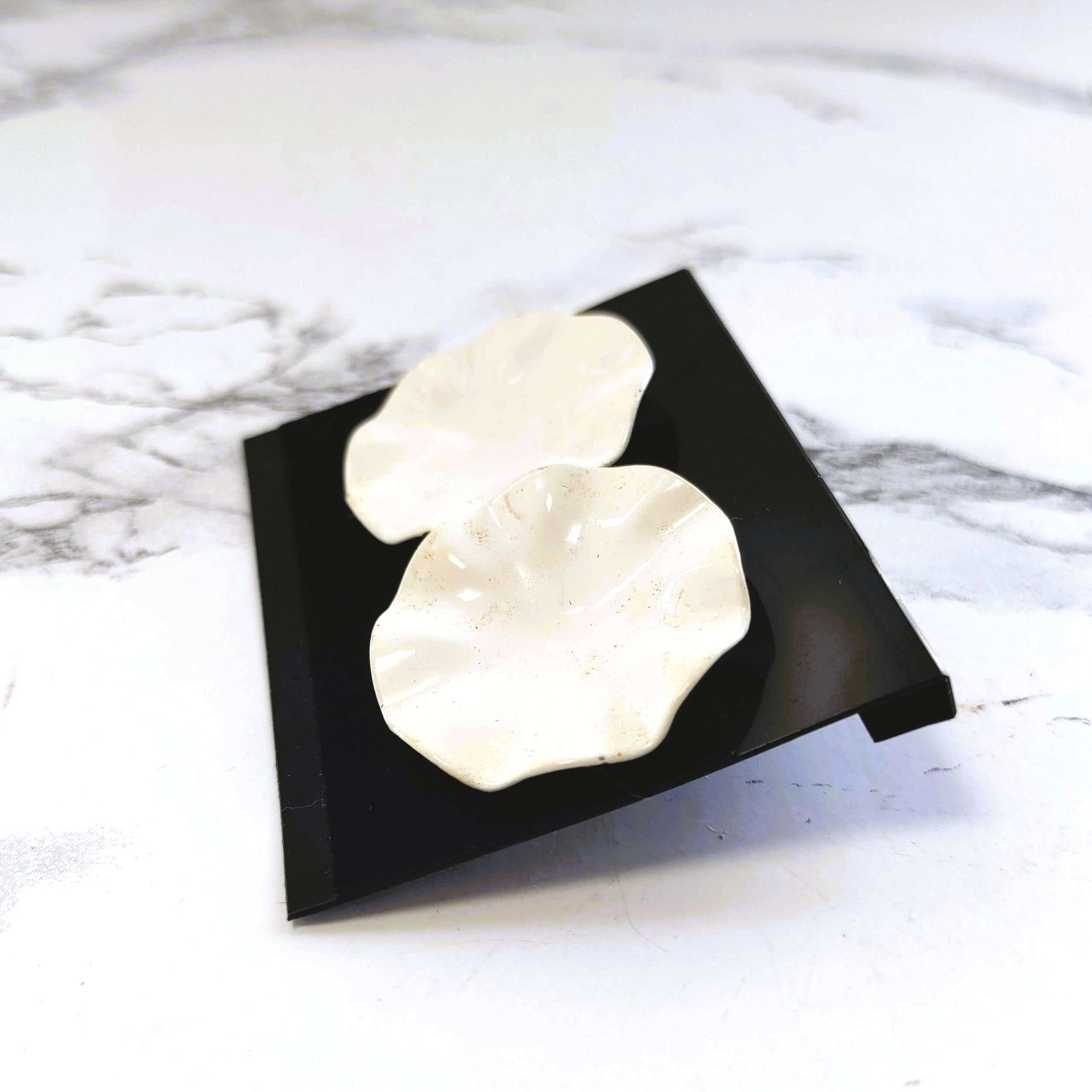 Vintage 1960s White Enamel Wavy Disc Earrings