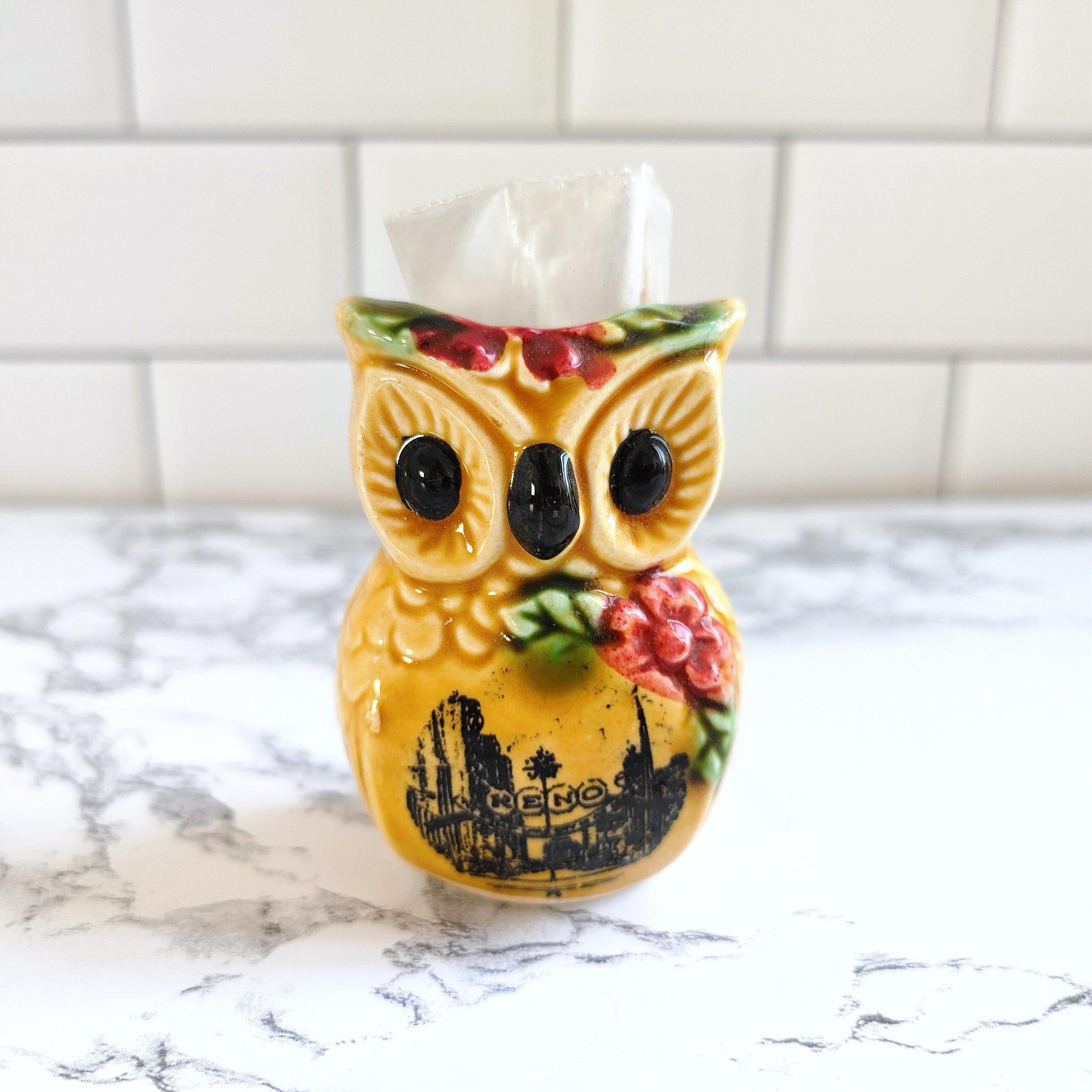 Vintage Reno Owl Toothpick Holder Souvenir Made in Japan