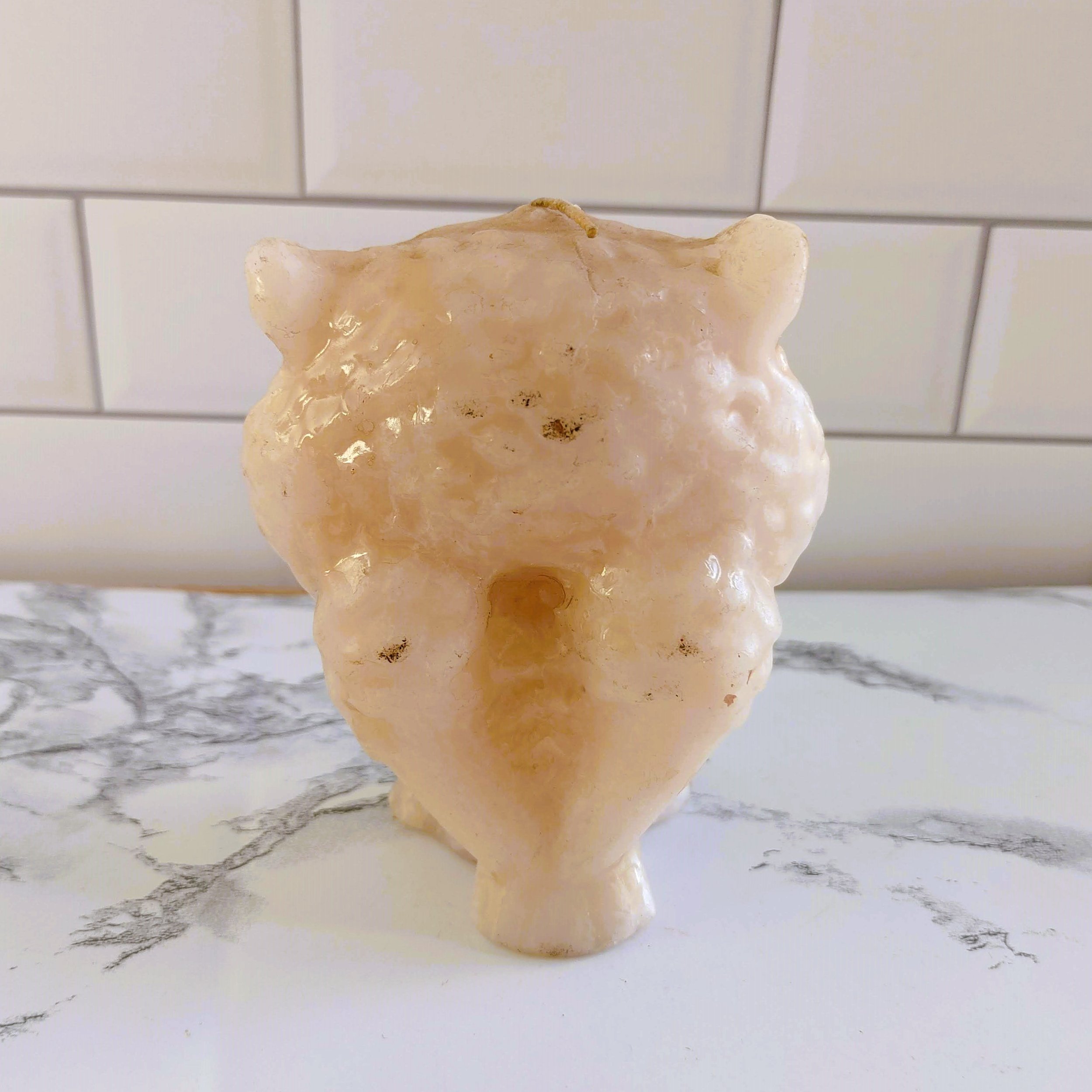 Vintage Owl Tan Candle Kitsch Tan and Grey