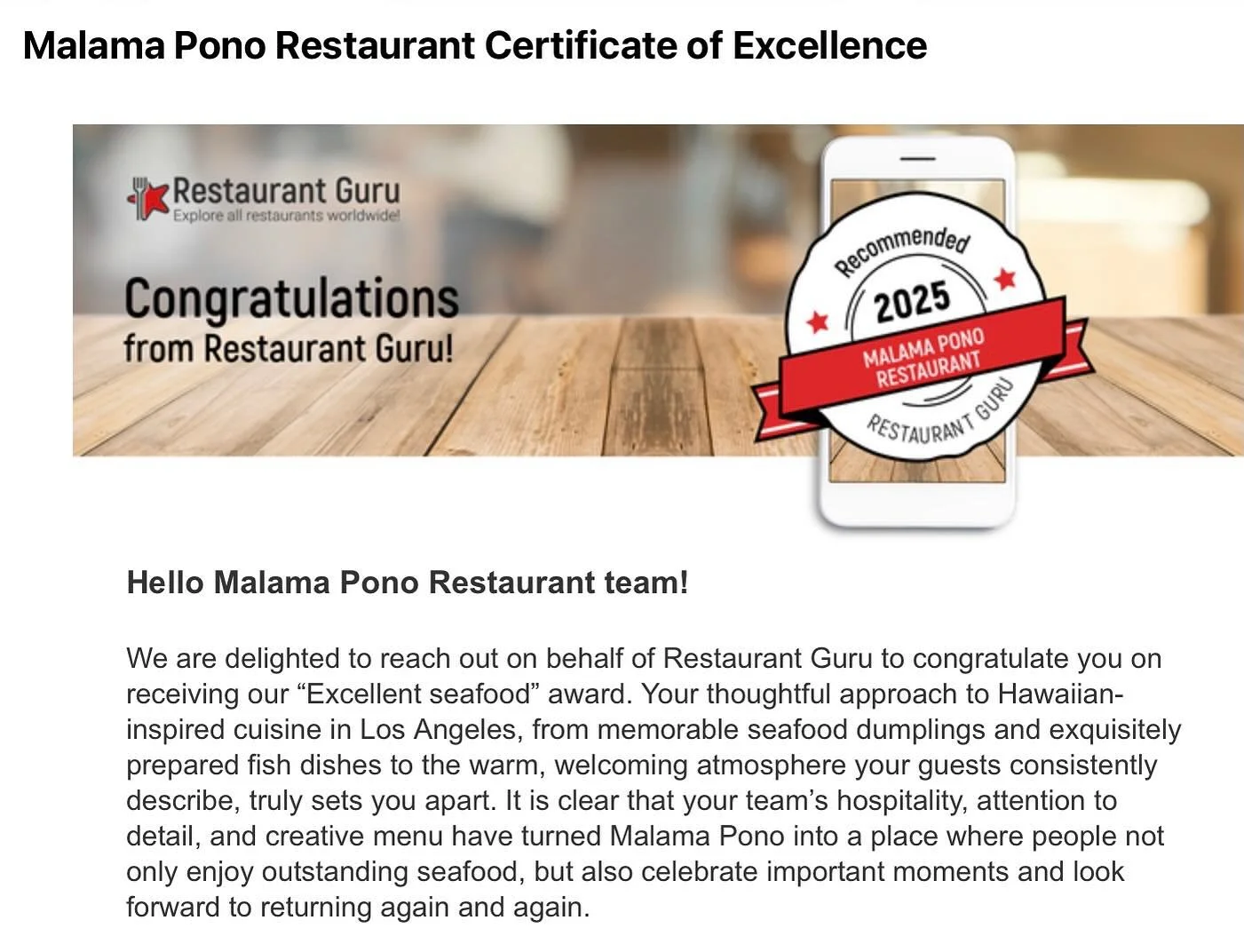 BIG MAHALOS to all of you that made this happen! And to @restaurantguru_official for the shout out! 🤙🏾🙏🏽💙💙💙

#muchlove #grateful #restaurantguru #supportsmallbusiness #supportlocal #shermanoaks #studiocity #valley #localrestaurant #seafood #oh