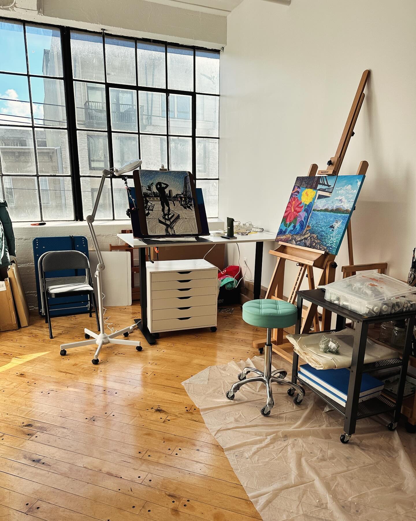 Feeling grateful. 💙🩵💚
Studio/Gallery at the Monroe Center is officially open. I truly can&rsquo;t wait to see your faces! DM me for details.

#studio #gallery #hobokennj #hobokenartist #monroecenter #openstudio #affordableart #artcollectors