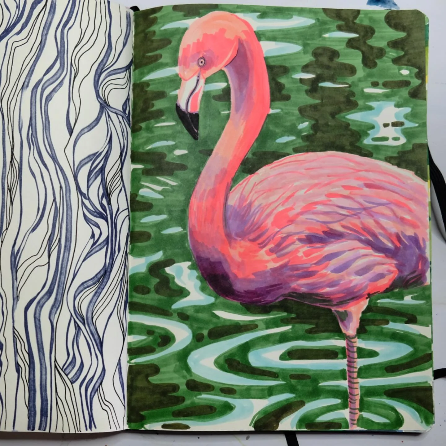 Flamingo, alcohol markers in royal talens sketchbook.

#sketchbook #drawing #markers #artwork #sketching