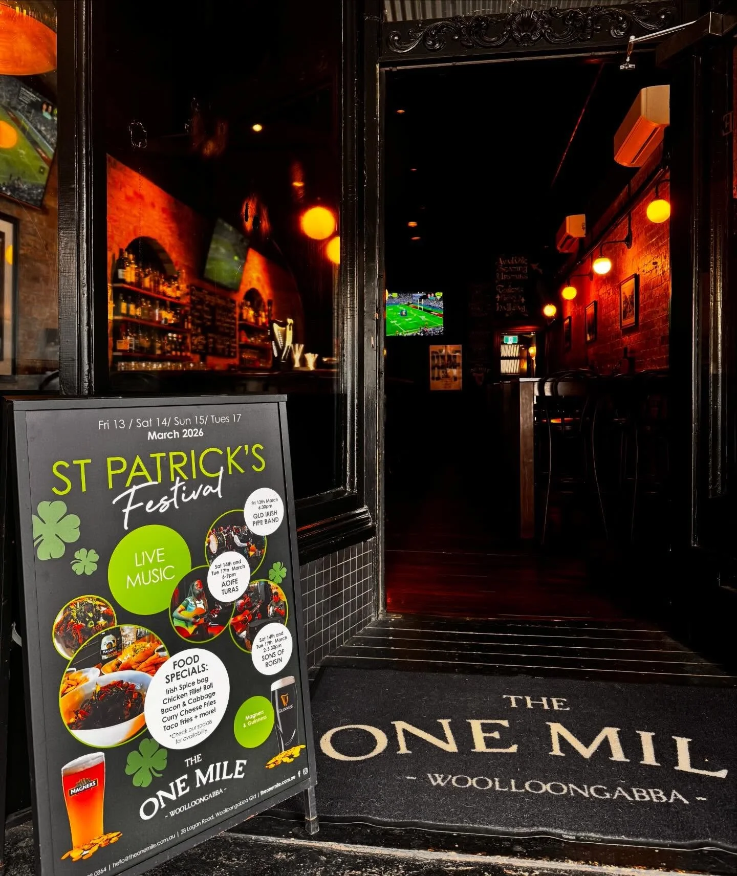 The only place to be this St Patrick&rsquo;s Day and the Parade!! Guinness, live music, Irish pipe bands, and all the Spicebags and Chicken Fillet Rolls you can get your hands on! You&rsquo;ll want to be here for this one.
🍻🍀🍀🍀🍀🍀🍻