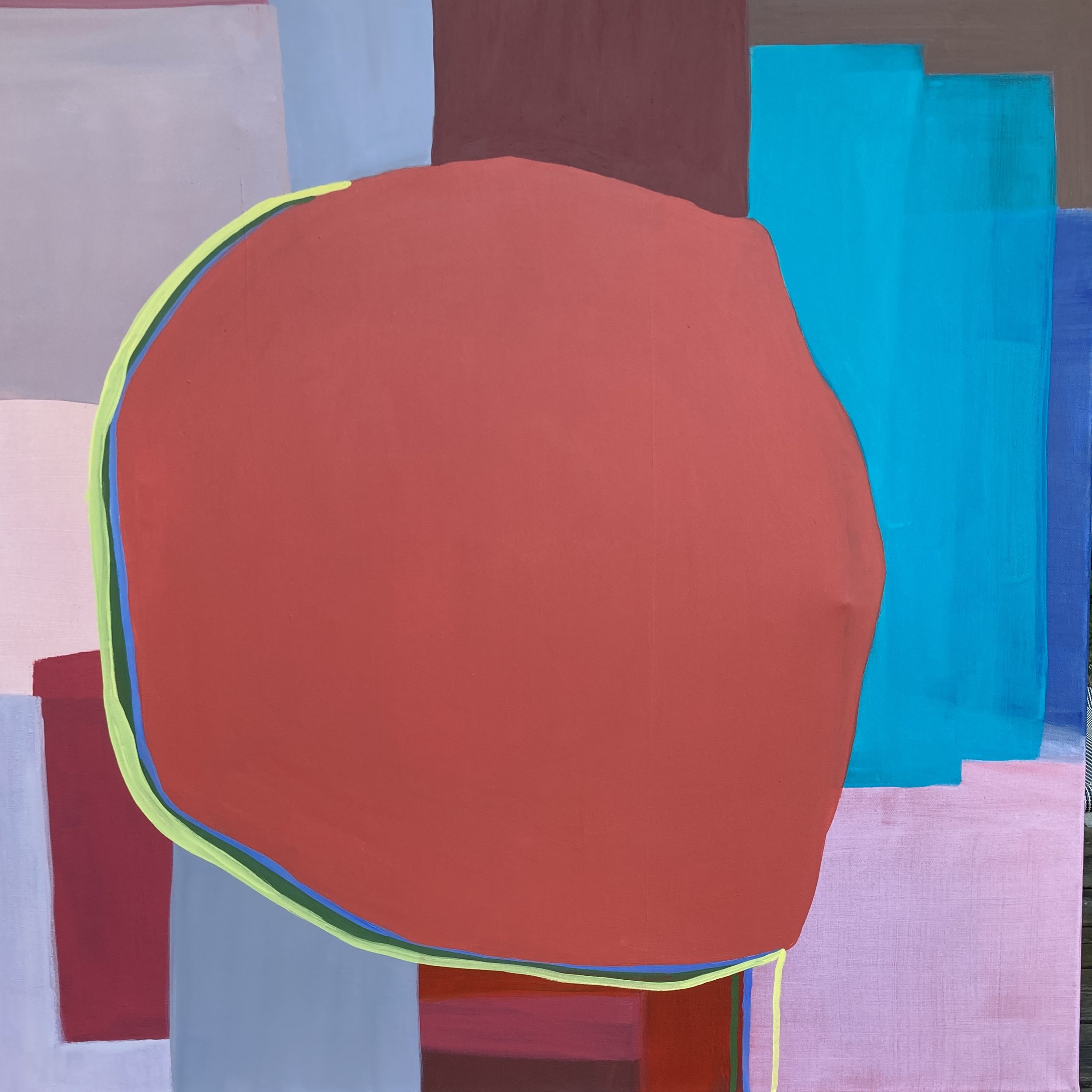 "Roter Raum", 100x100 cm, Pigment / Acryl, 2022