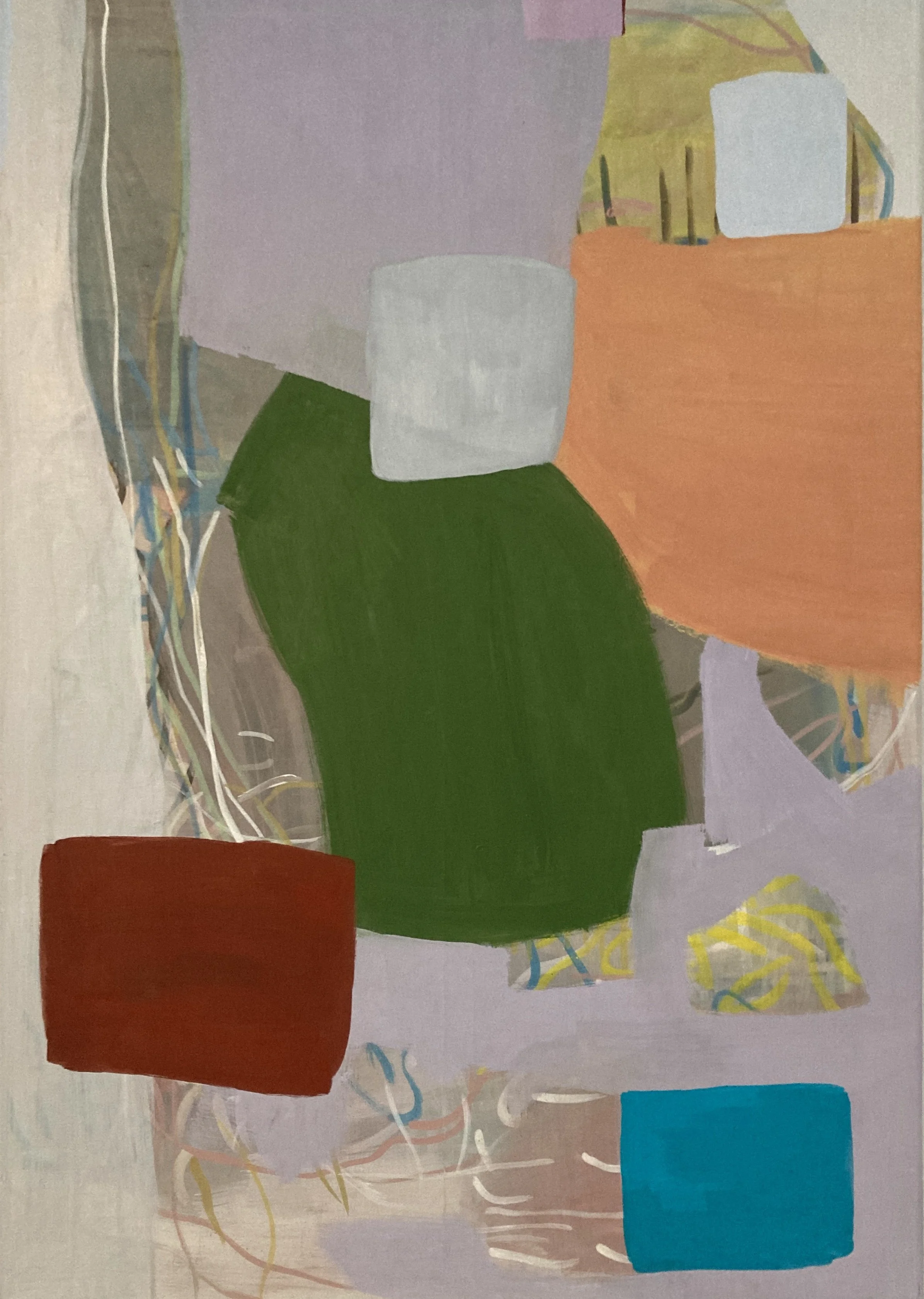 "Türkises Recheck", 100x70 cm, Eitempera, 2024