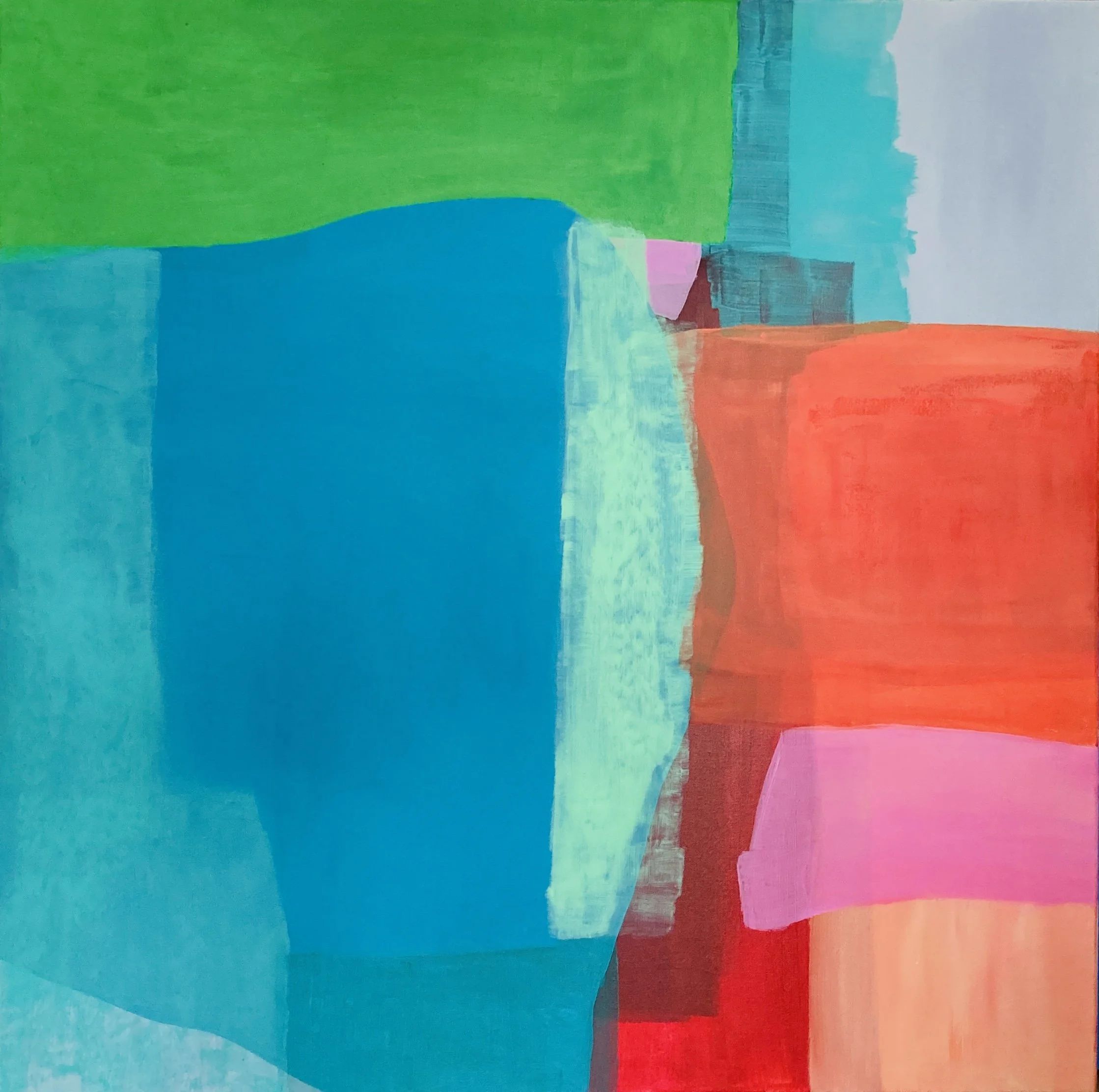 "Räume 3", 100x100 cm, Pigment/Acryl, 2024