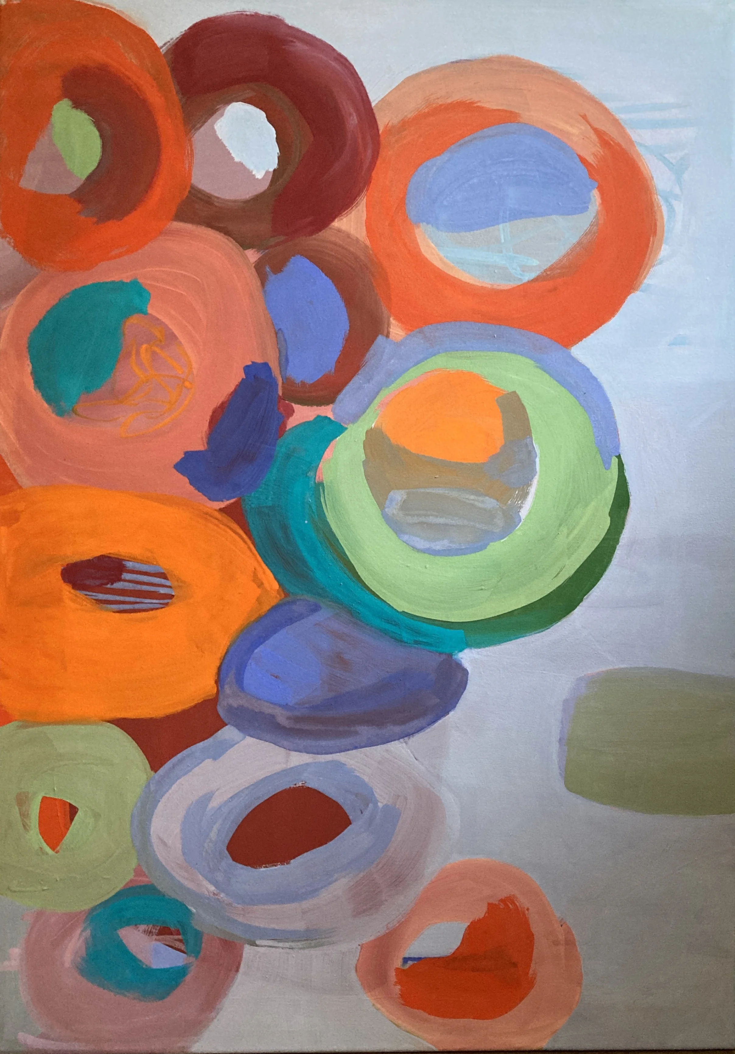 "Orange Kreise",  100x70 cm, Eitempera, 2024