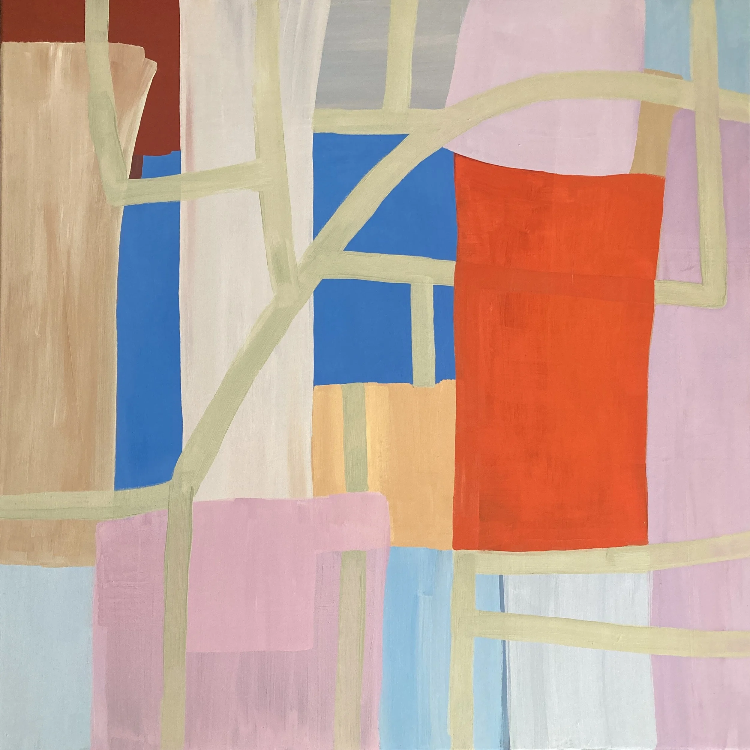 "Blaues Fenster", 100x100 cm, Eitempera, 2024