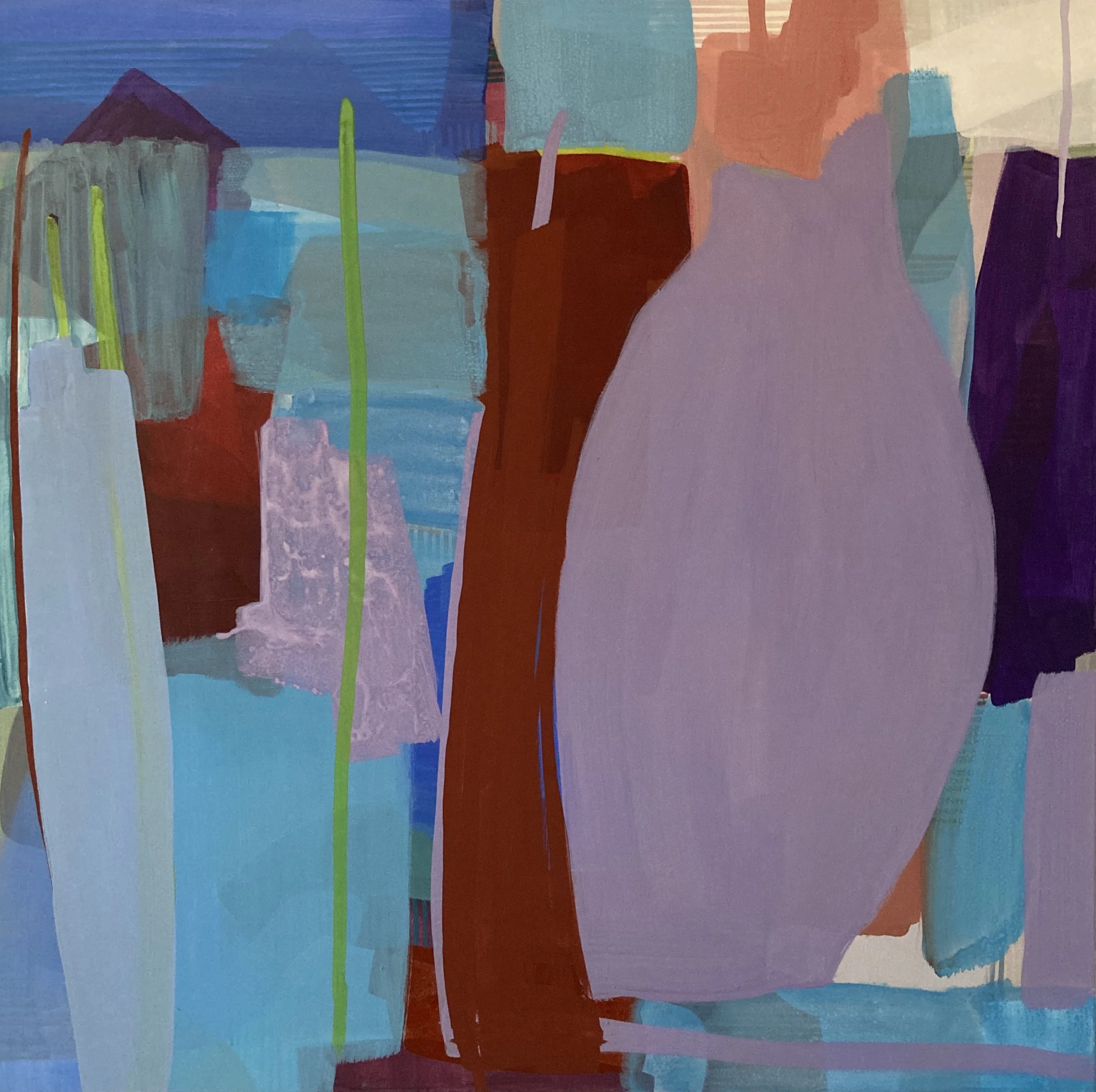 "Fliederblau", 100x100cm, Pigment/Acryl, 2023