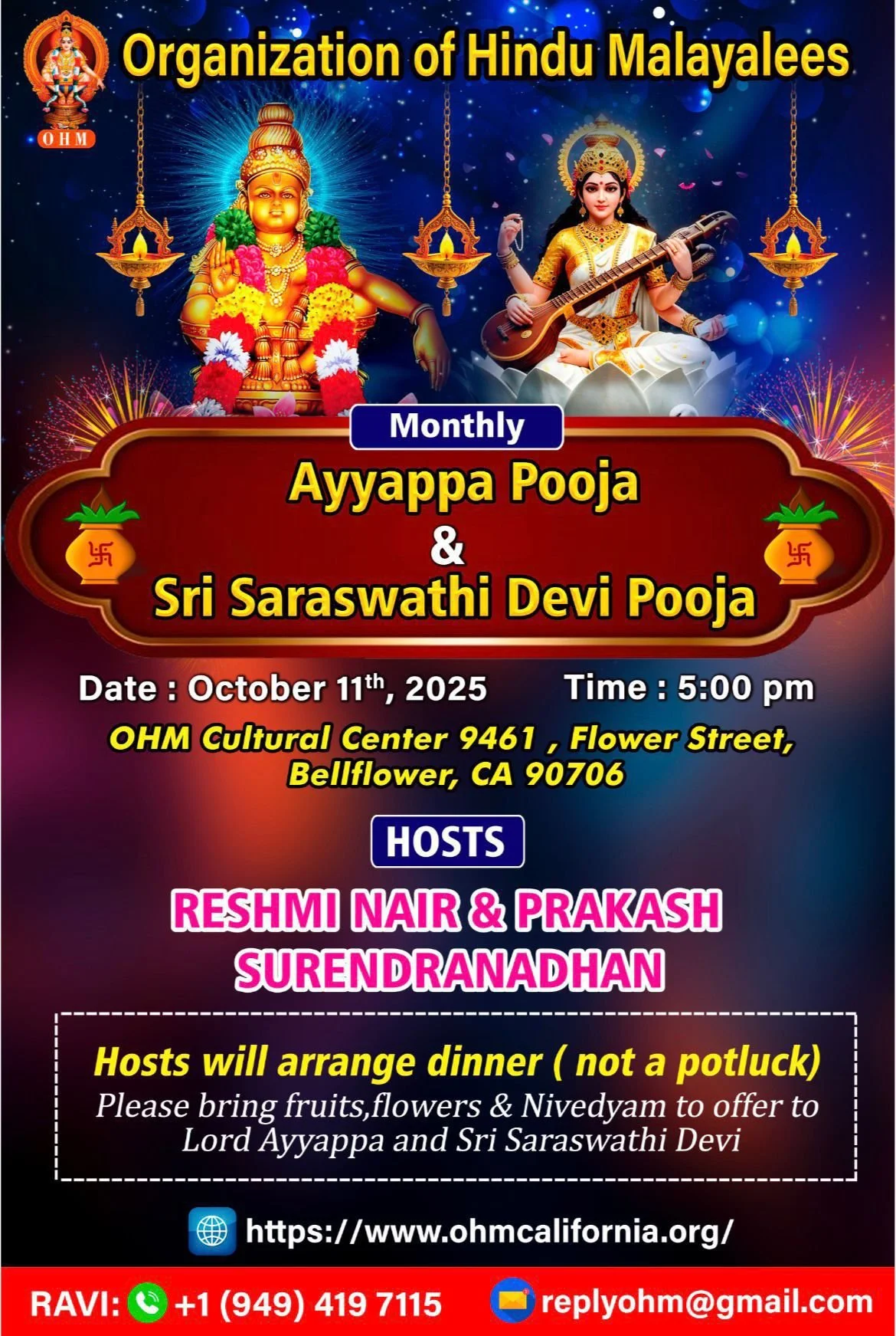 Vidyarambham Saraswathi Pooja and Monthly Ayyappa Pooja