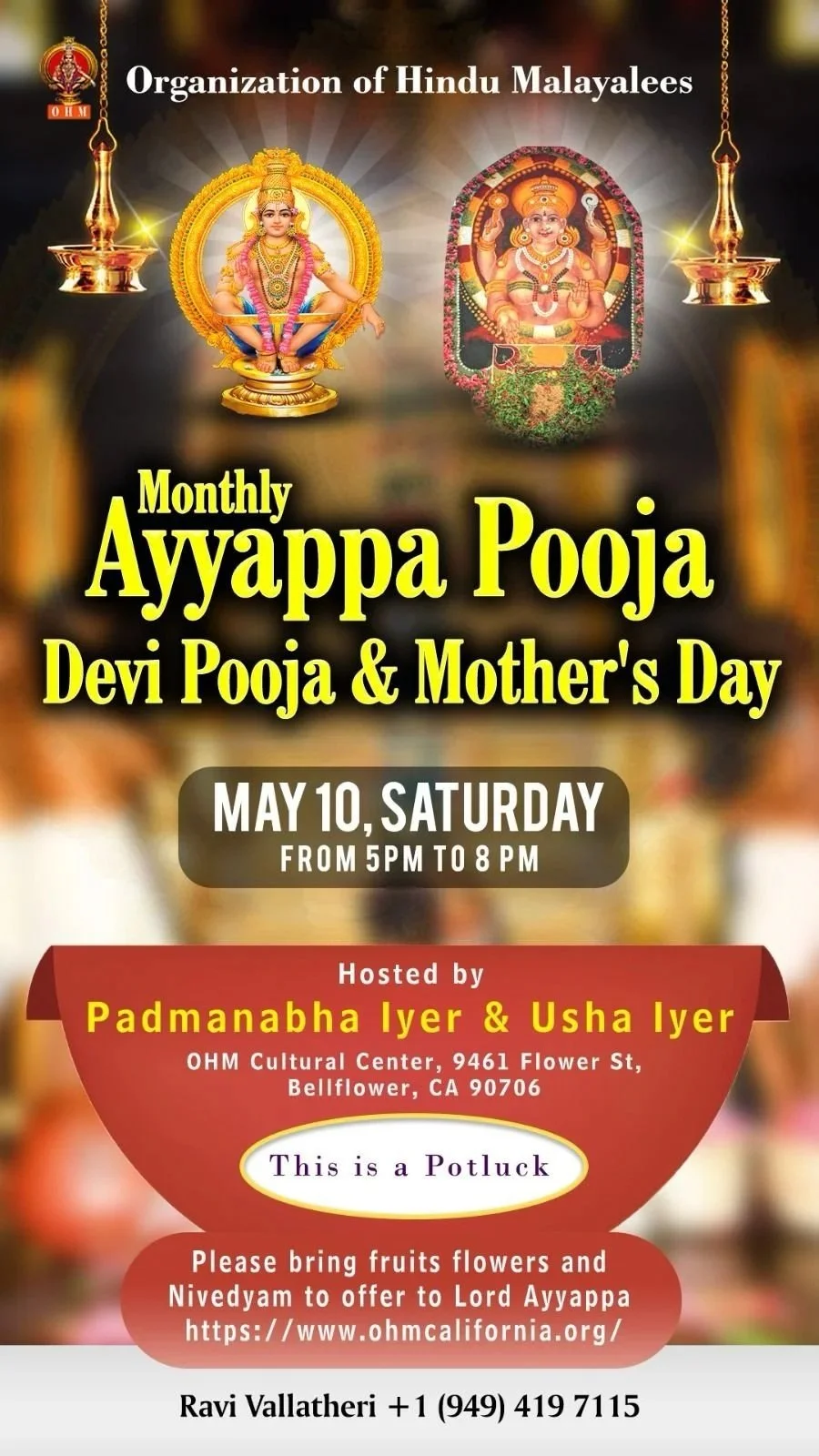 Ayyappa Pooja, Devi Pooja &amp; Mother’s Day