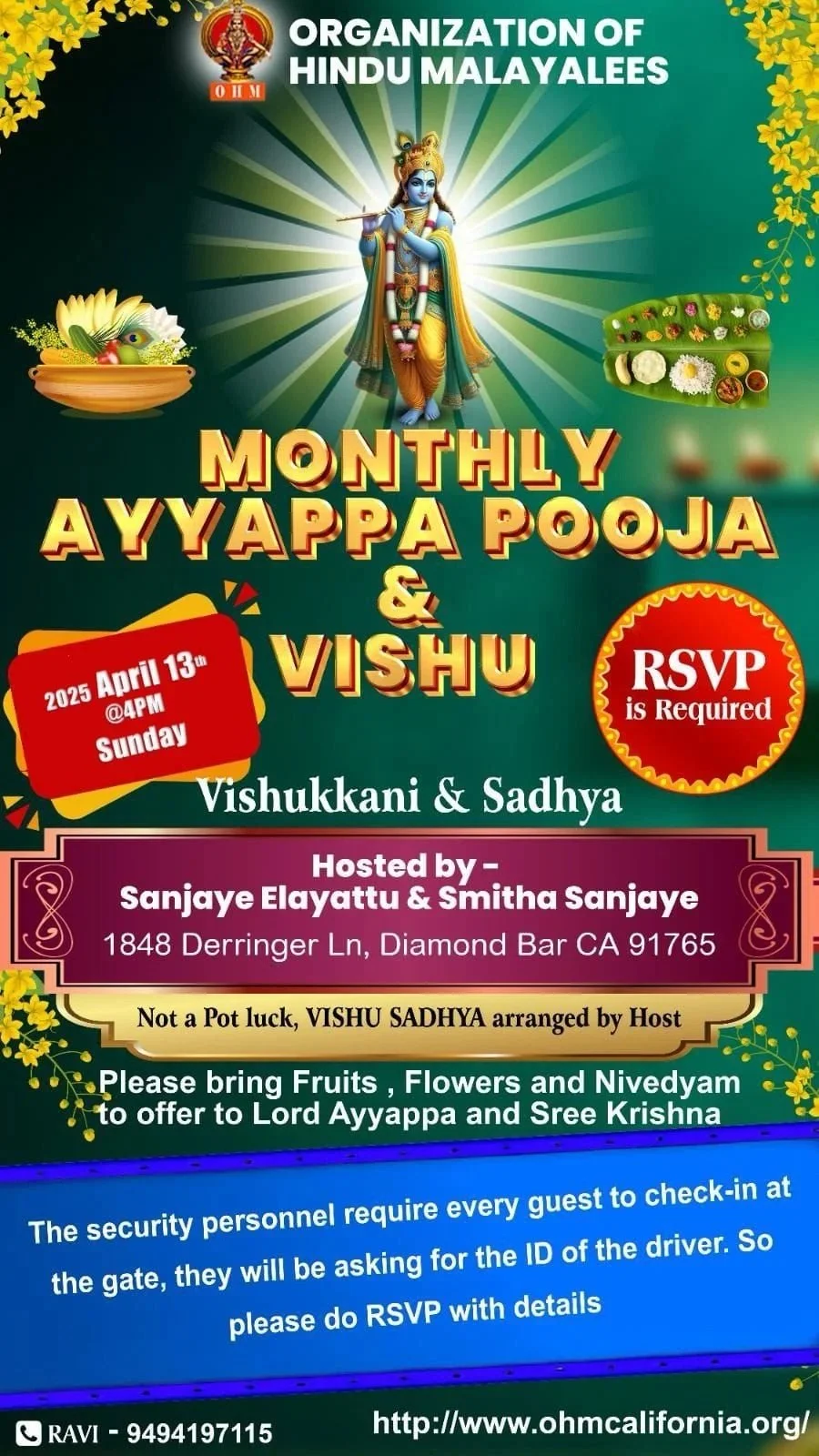 Monthly Ayyappa Pooja & Vishu