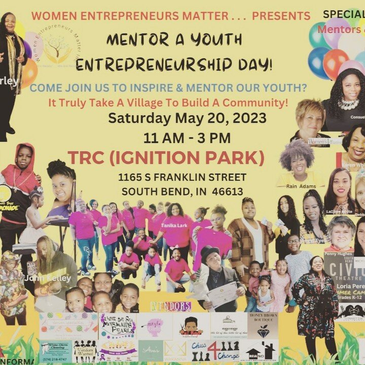 Thank you Vida A Harley founder of Women Entrepreneurs Matter for asking me to present at the MENTOR A YOUTH ENTREPRENEUR event scheduled for Saturday May 20th 12:15pm presentation &quot;Youth Entrepreneurs Matter&quot;. Vida has 5 vendor spots left,