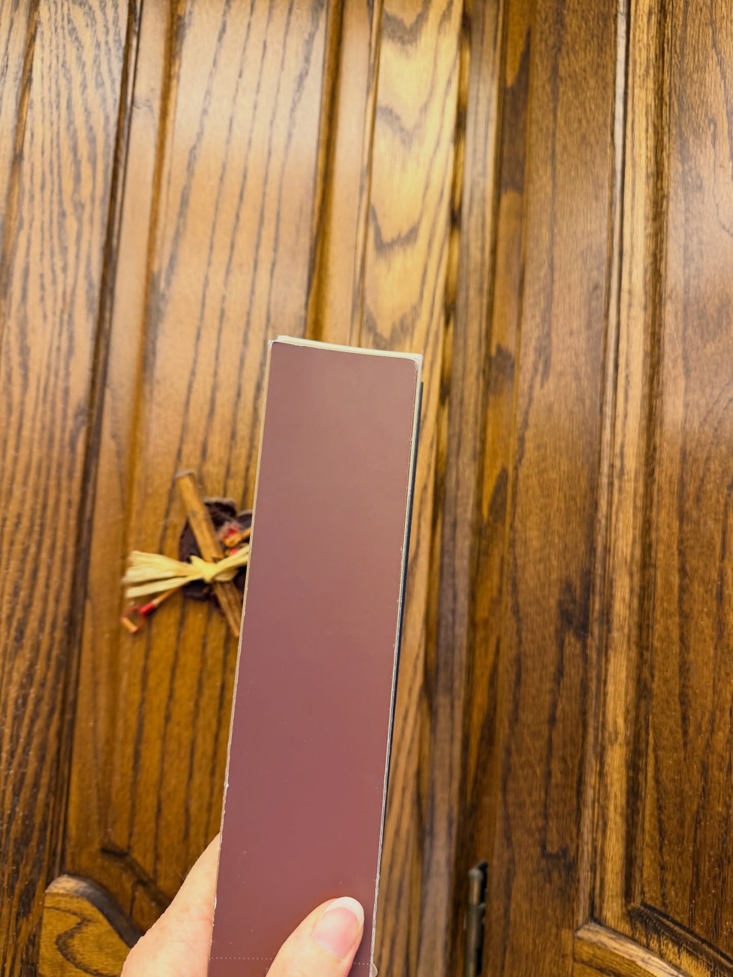 This client loves color and this kitchen will be getting a colourful and warm make over

Goodbye to old stain, hello to BM Townsend Harbor Brown!

It will be a beautiful contrast with the new counters. Can&rsquo;t wait to see the result!

#colourcons