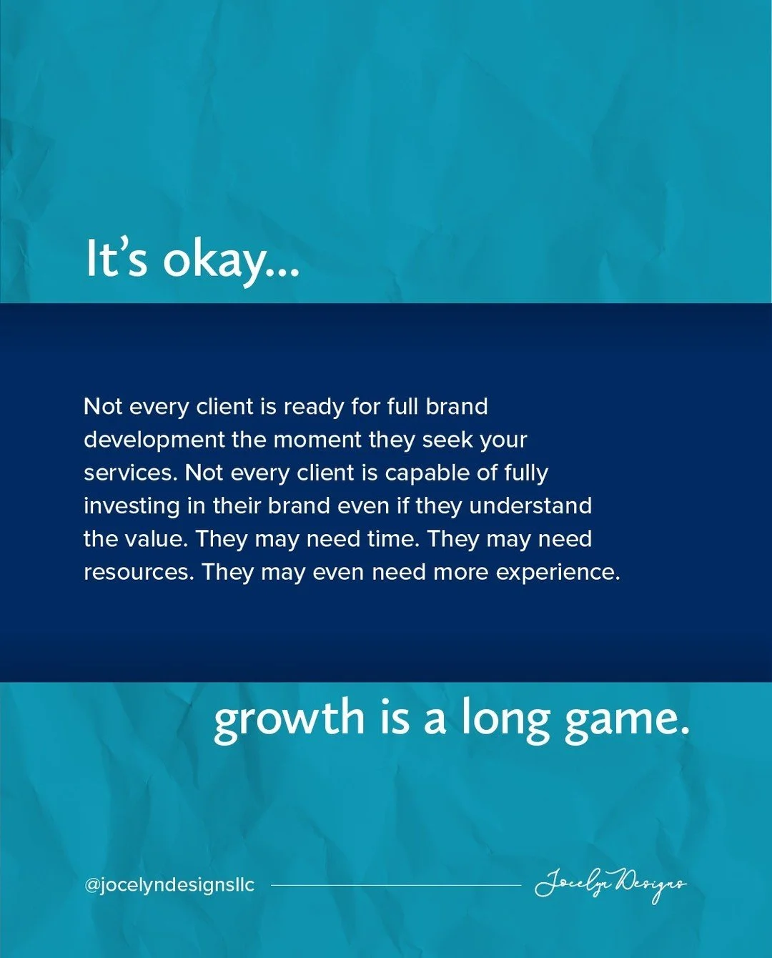 It's always a good idea to be mindful of a client's journey. They require space to grow too 🌱 💰 

#business #financialgrowth #graphicdesign #marketing #jocelyndesigns #creativeprofessionals