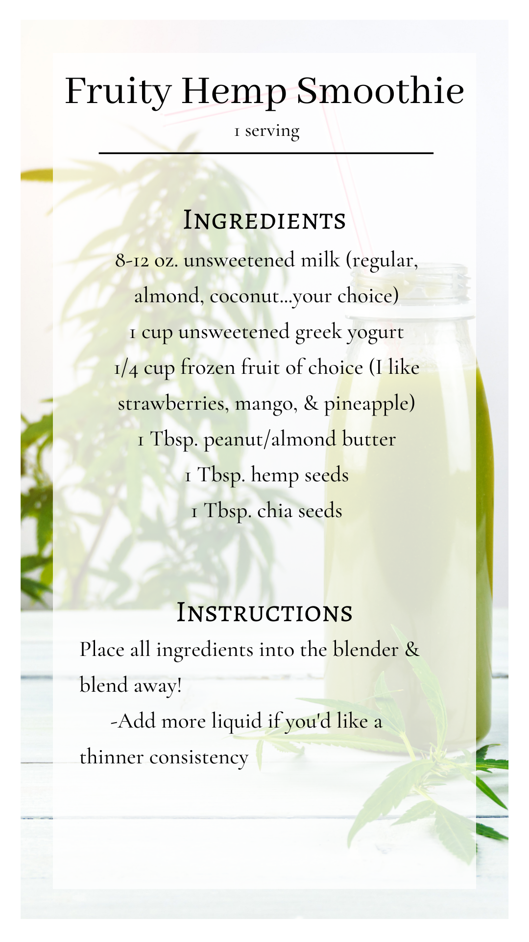 Fruity Hemp Smoothie - Healthy Smoothie Recipe