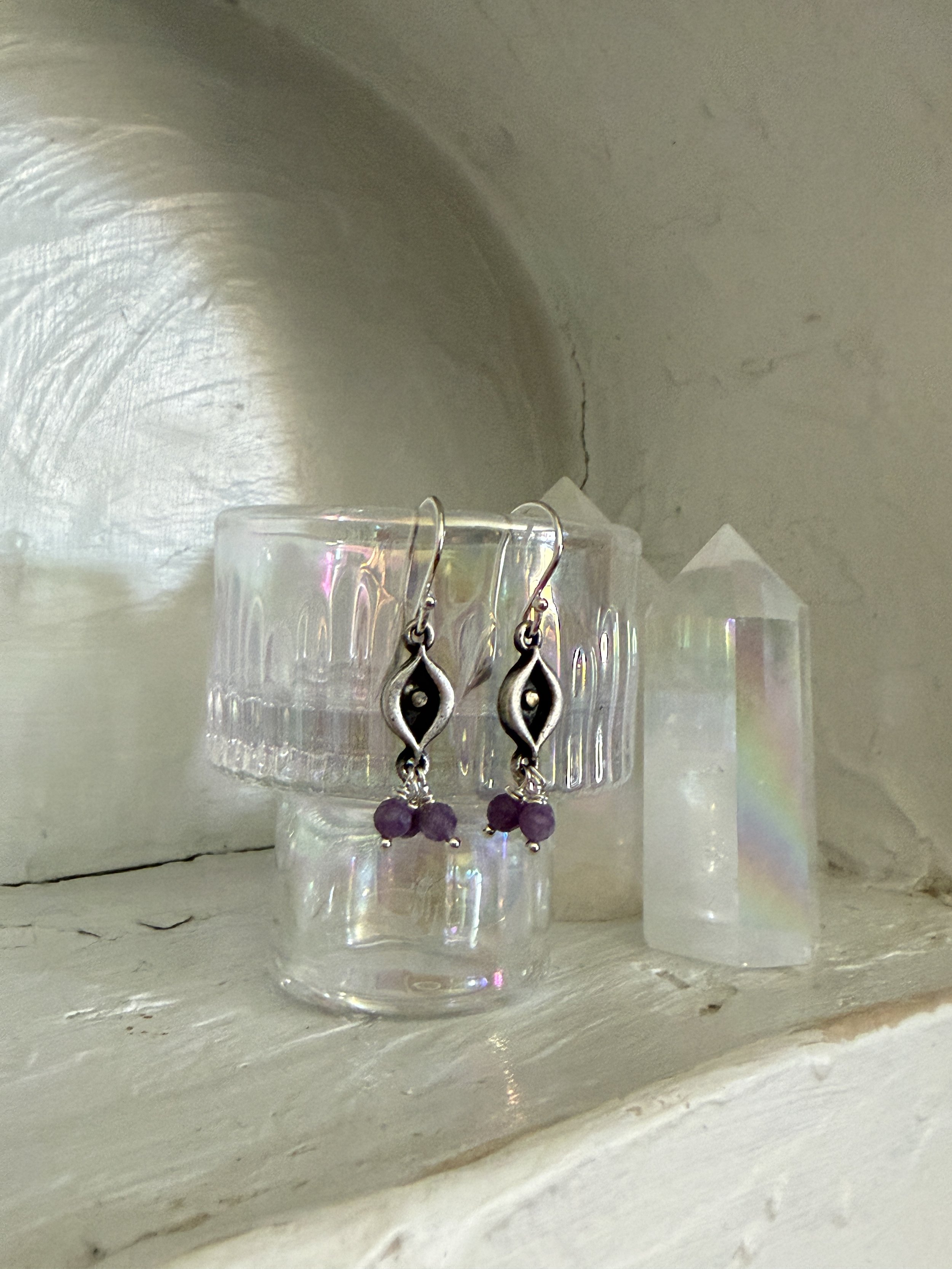 Lepidolite Eye Earrings