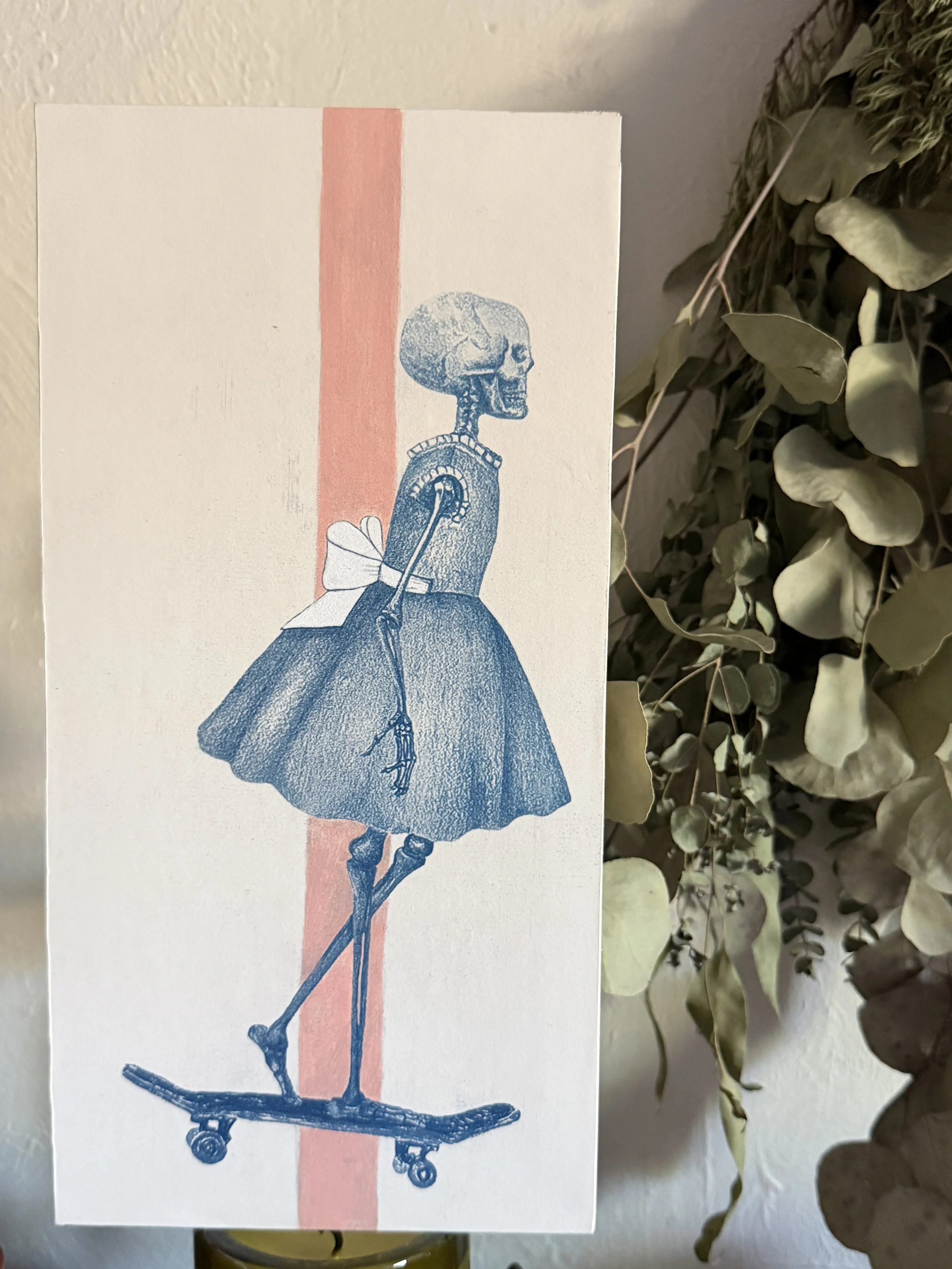 Skater Girl 6"x12" - Painted Cyanotype