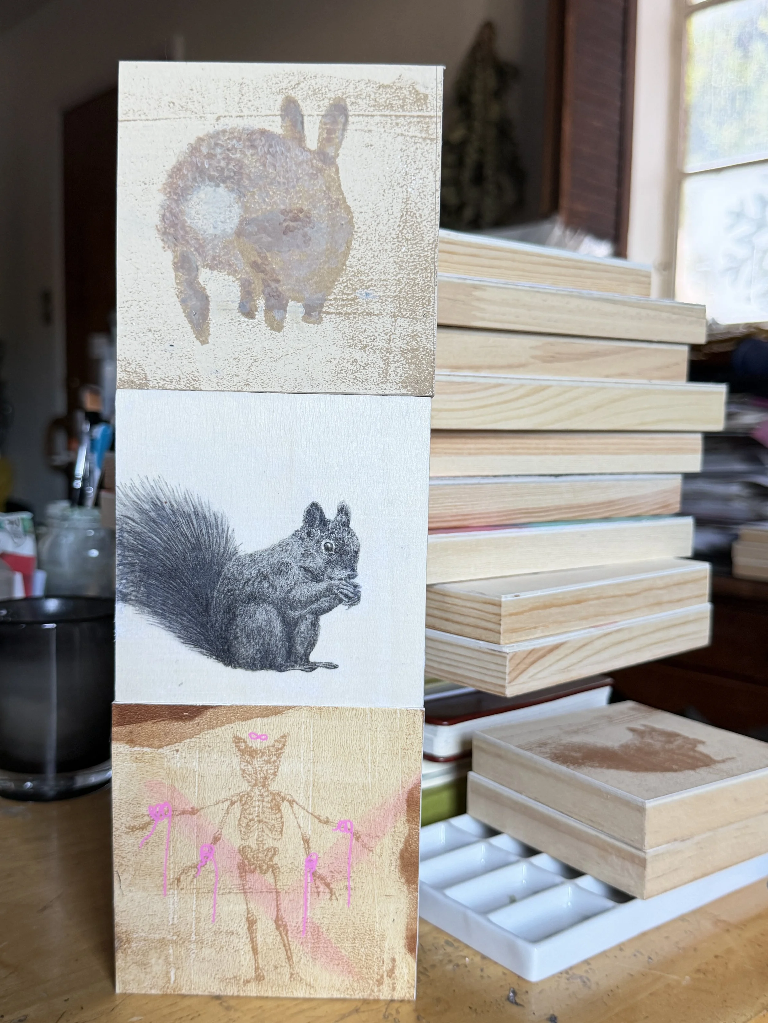 Little Rabbit 4"x4" - Gel Print