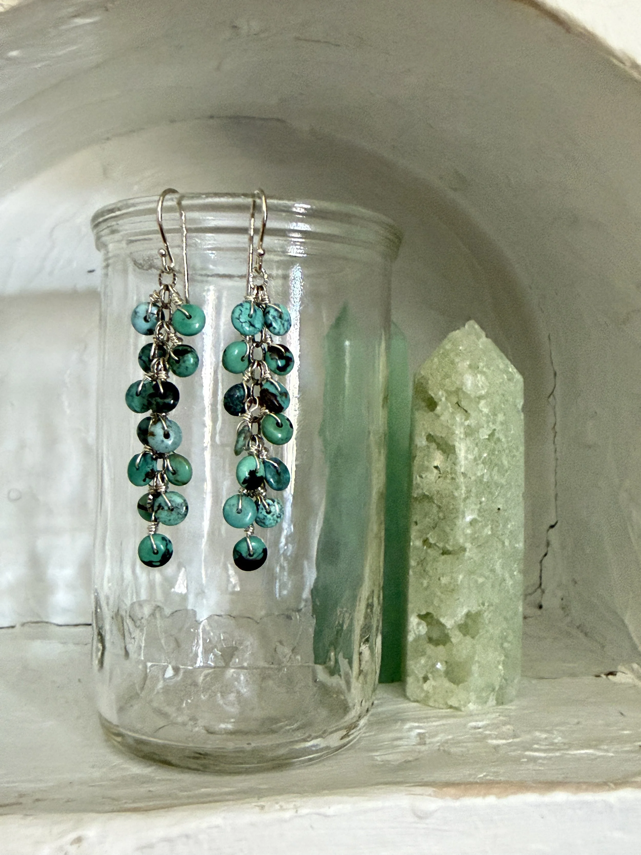 Blue Turquoise Long Ristra Earrings