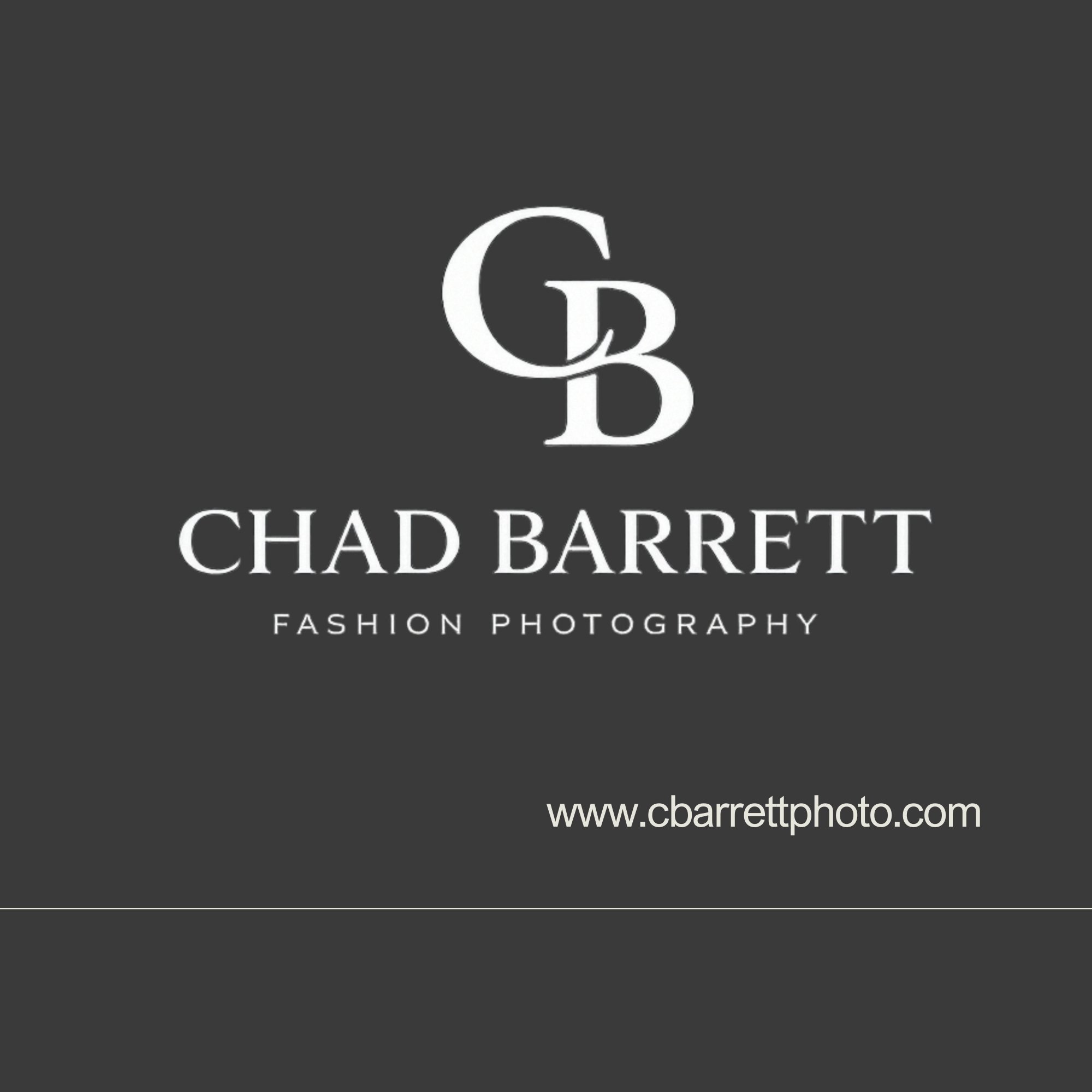Chad Barrett Fashion Photography logo with initials CB and website www.cbarrettphoto.com