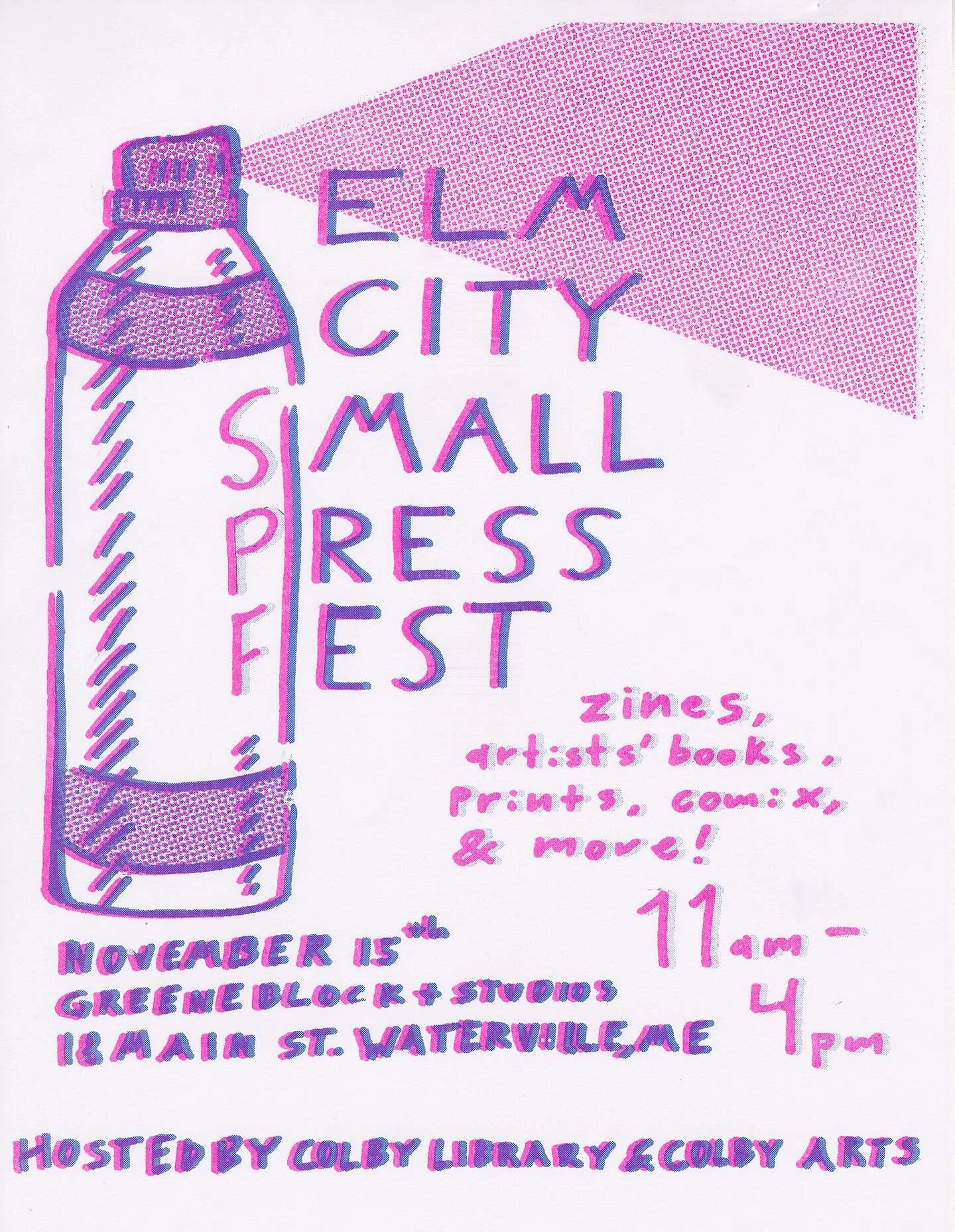 Looking forward to seeing folks at the @elmcitysmallpressfest tomorrow in Waterville! I&rsquo;ll be slinging letterpress prints &amp; cards &amp; art books &amp; other treasures from 11am - 4pm. Come through! 🥖🥖🥖&amp; 🌹🌹🌹xoxo
