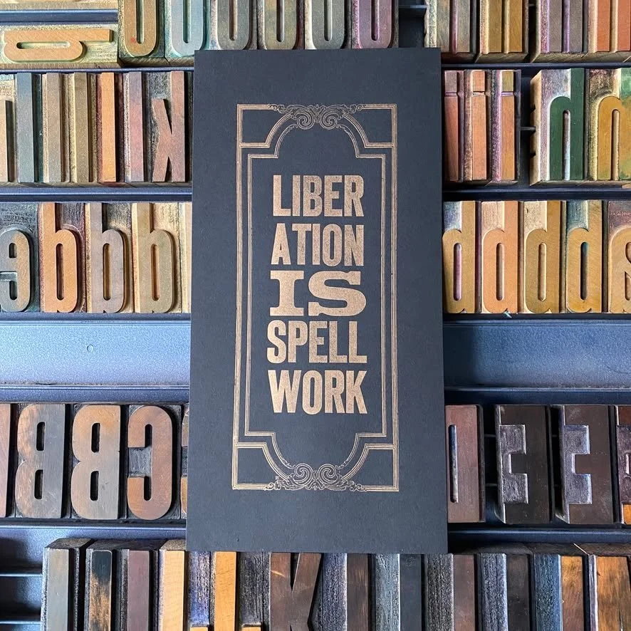 Blessings for the approaching winter solstice &amp; for this third night of Hanukkah, friends.&hellip;may the spells we cast for liberation be focused, be potent, and be bright enough to light our way out of the darkest, longest night. 
.
Letterpress
