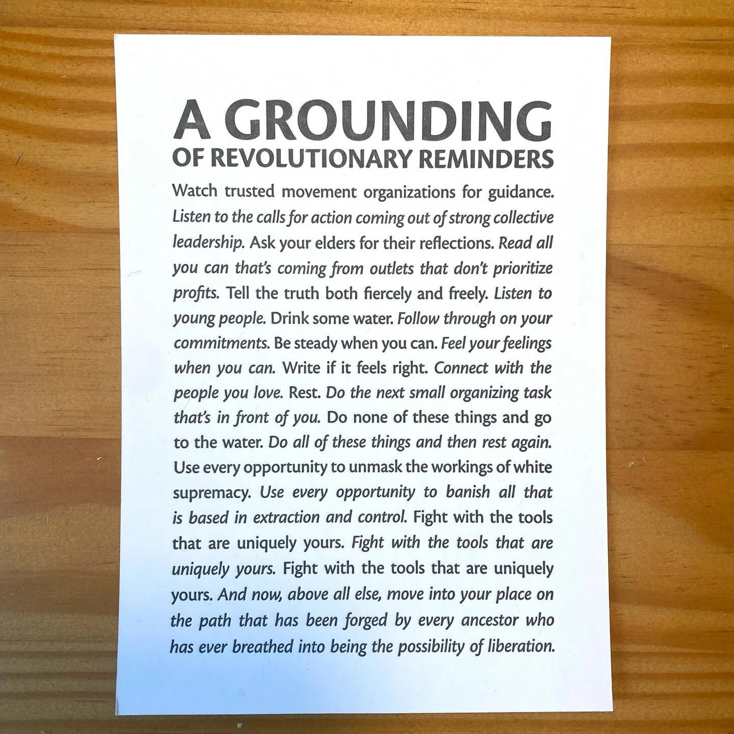 I wrote &ldquo;A Grounding&rdquo; in 2021, in deep early pandemic days. I remember getting up one morning and sitting down at my desk, sort of desperate for some guidance, direction, something to help me move with intention &amp; principle no matter 