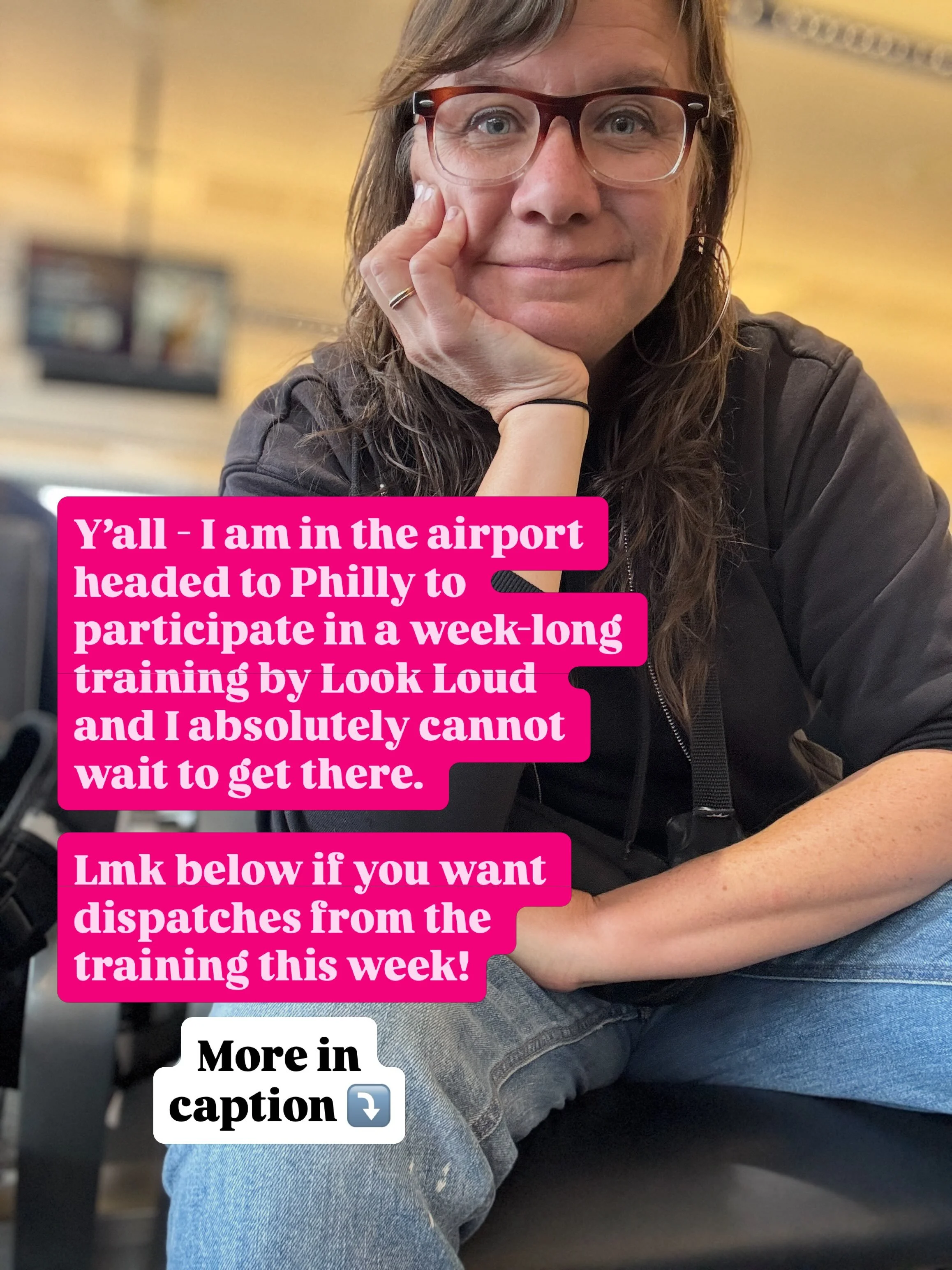 I&rsquo;ve had a movement crush on @lookloud for years, and right this minute I am on my way to Philly to participate in their week-long Visual Strategy Intensive (offered through @TFCtrains) with my dear friend &amp; comrade &amp; badass organizer @