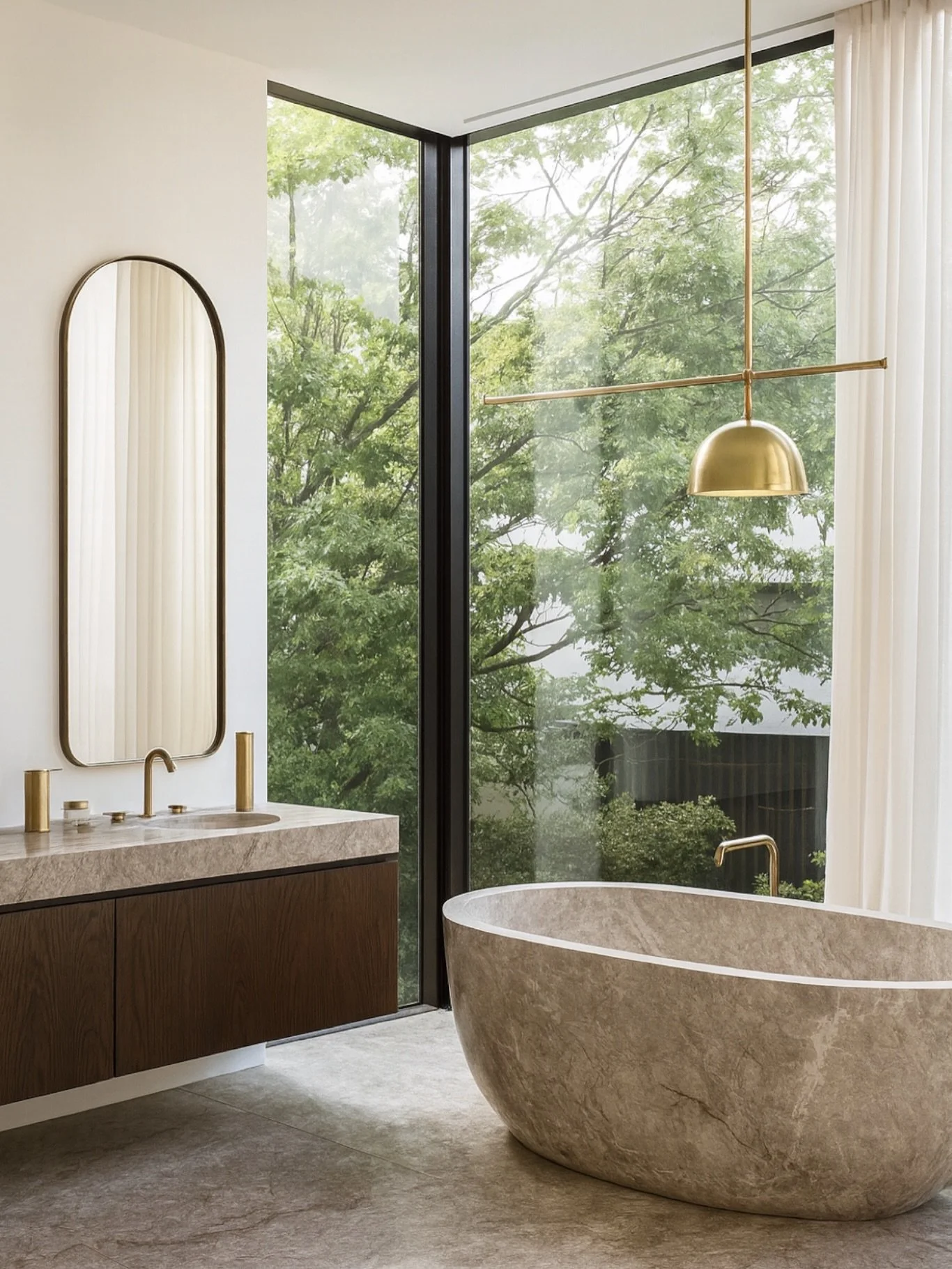 Pour me a bath, light a candle and let the space do the rest. 🛁🫧

Interior Design: @yeginfill 
Lighting: @sherizadcollection 
For all inquires, link in bio! 
&bull;
&bull;&bull;#finditstyleit 
#decorinspiration 
#interiordesignideas 
#interi&ouml;r