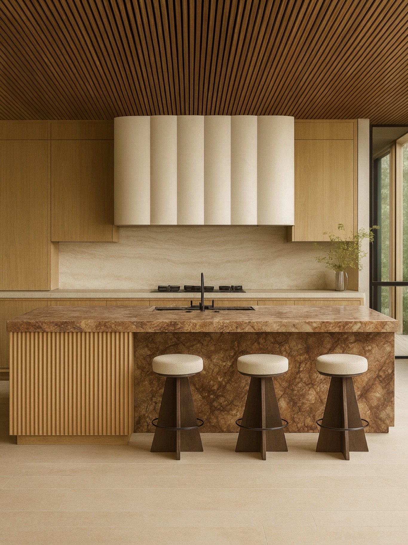 Ribbed hood, exotic marble and the right amount of warm wood detailing.. This is what I call quite luxury at its finest. 😍 

Interior Design: @yeginfill 
For all inquires, link in bio! 
&bull;
&bull;&bull;#kitcheninspiration #finditstyleit 
#decorin