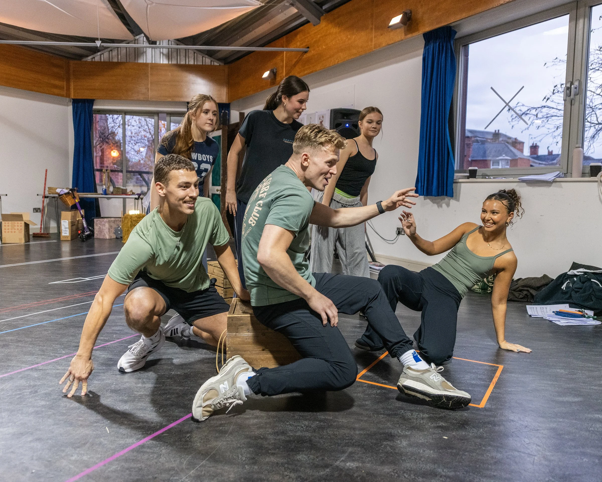 Rehearsals for Jack & the Beanstalk take place in Salisbury Playhouse's rehearsal room. Photographed for Wiltshire Creative, the pantomime enjoyed a run at Salisbury Playhouse from 29 November 2025 - 11 Jaunary 2026. George Olney (Jack) leads members